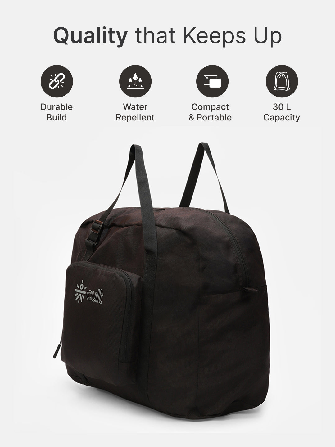 cult Foldable Duffle Bag 30L Black