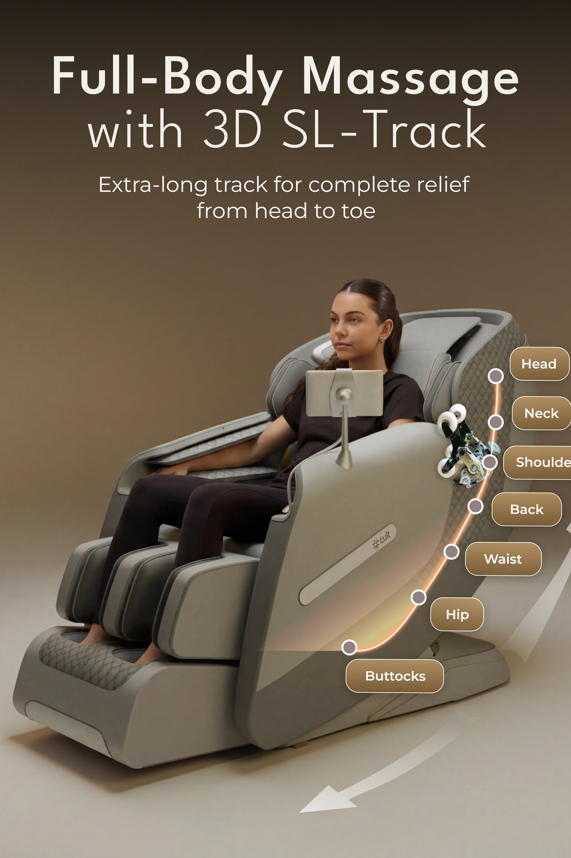 Cult LUXE Massage Chair | Zero Gravity with AI Voice & Bluetooth | 3D Experience | Smart Dial & 18 Preset Programs | Smart Touch Screen