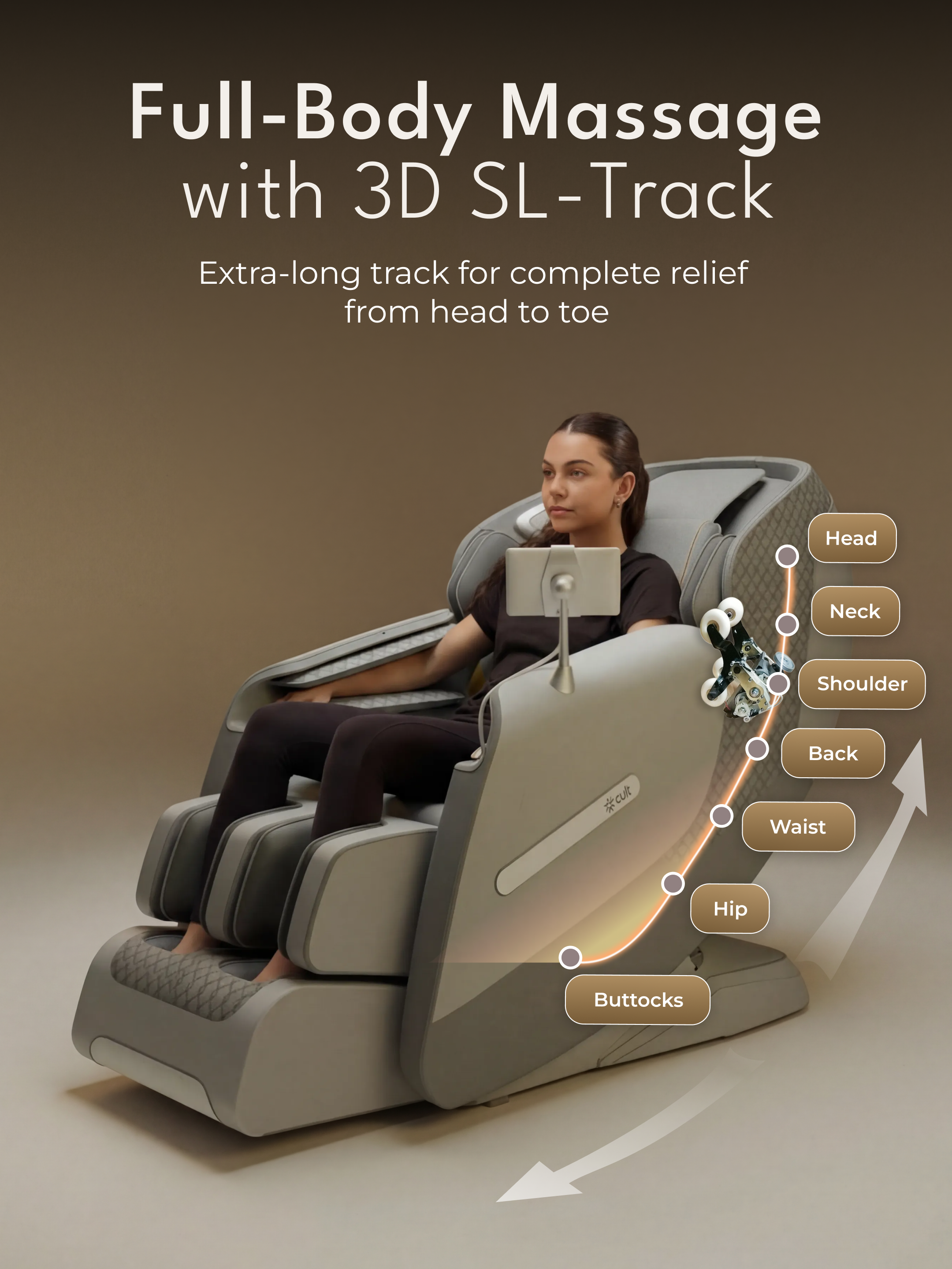 Cult LUXE Massage Chair | Zero Gravity with AI Voice & Bluetooth | 3D Experience | Smart Dial & 18 Preset Programs | Smart Touch Screen