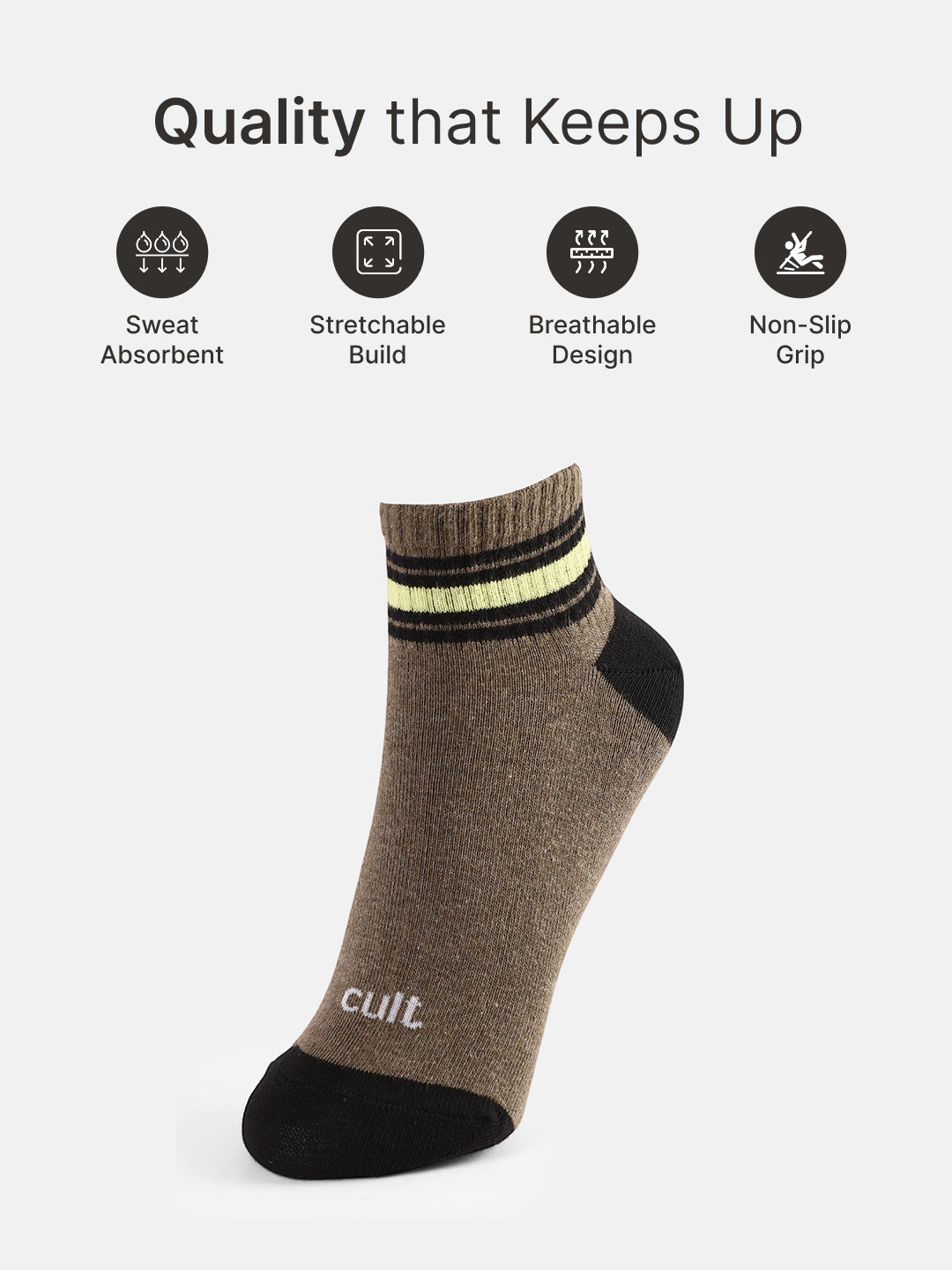 Sports Ankle Length Pack of 3 Olive,Teal & Maroon Patterned Women's Socks