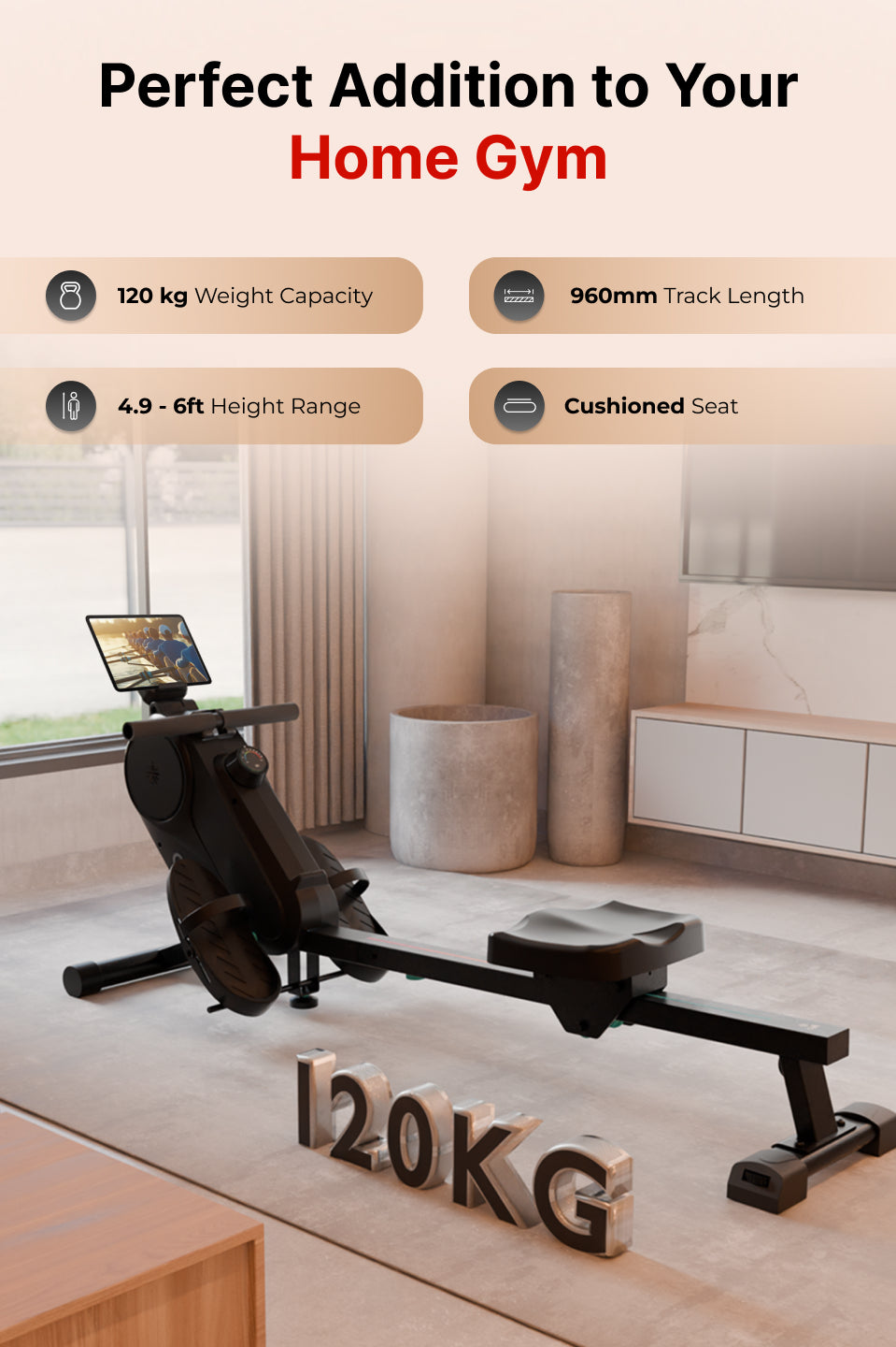 Cult SmartRowAeroGlide Magnetic Rower | 120Kg Max Weight | Quiet & Compact Home Use Rowing Machine (with 6 months extended warranty)