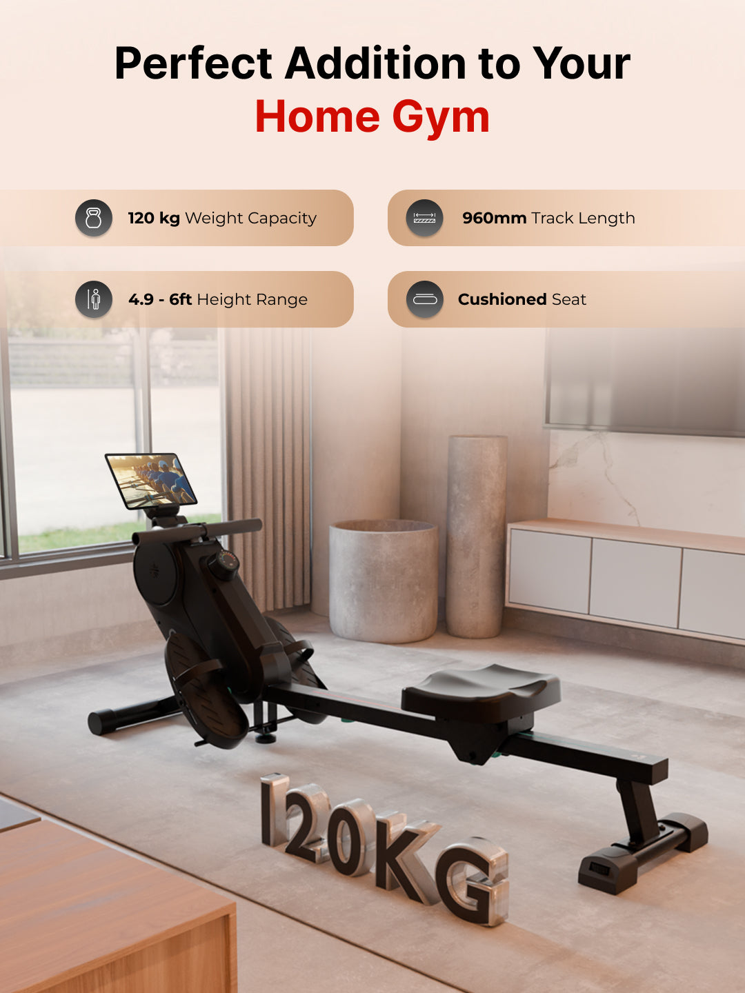 Cult SmartRowAeroGlide Magnetic Rower | 120Kg Max Weight | Quiet & Compact Home Use Rowing Machine (with 6 months extended warranty)