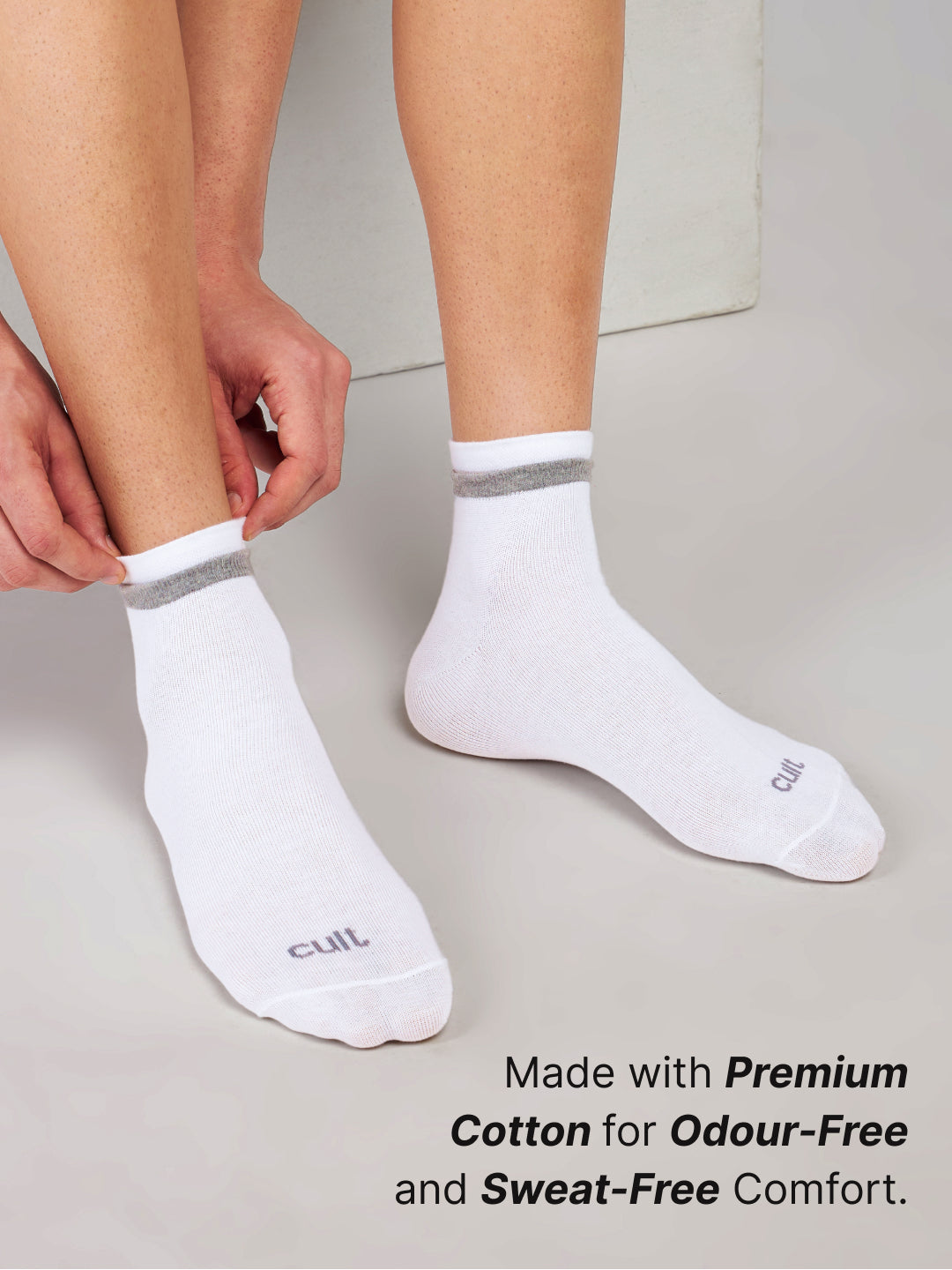 Casual Ankle Length Pack of 3 White Men's Cotton Socks
