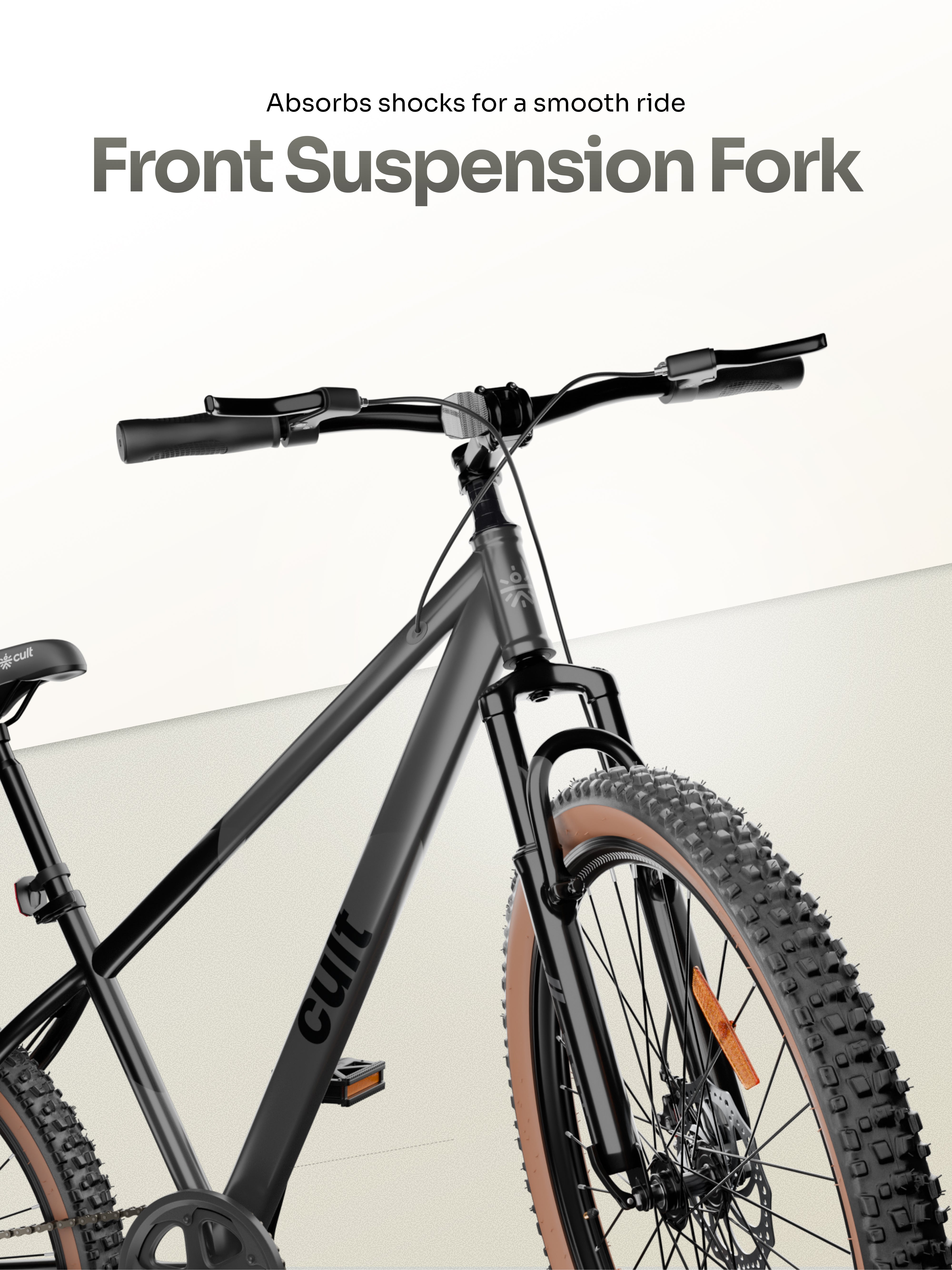 Cult Revon 27.5T Steel Mountain Bike with Dual Disc Brake and Front Suspension, Black-Grey