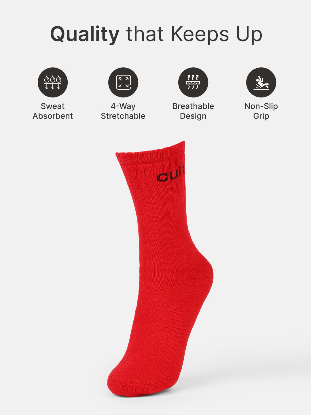 Sports Crew Length Red,Yellow & Blue Pack of 3 Men's Cotton Socks