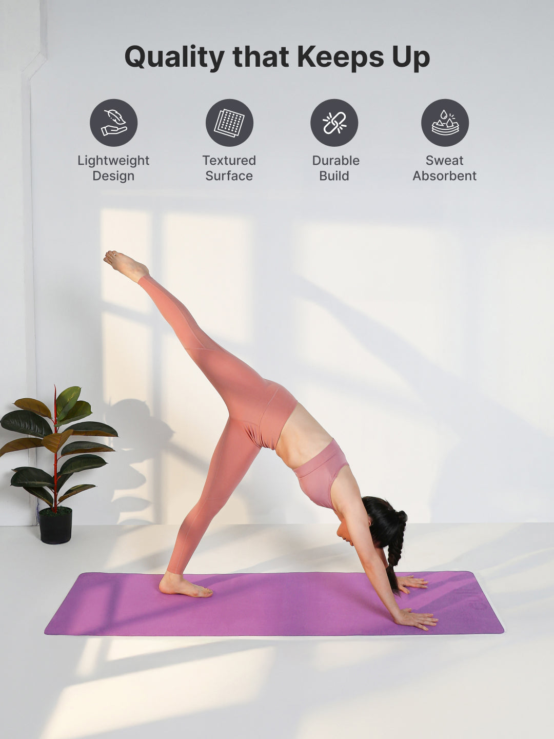 Cult Yoga Mat EVA 5mm with Carry Strap Non-Slip, Lightweight & Cushioned Exercise Mat Sweat-Resistant, Durable & Eco-Friendly for Yoga, Pilates, Stretching, Meditation & Home Gym Purple