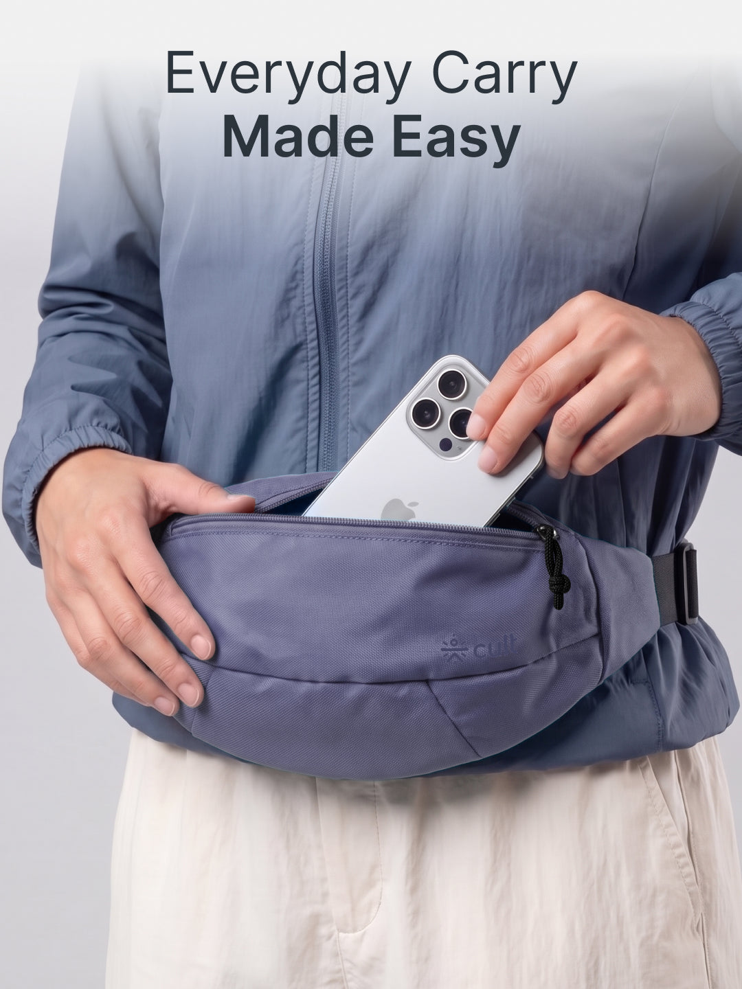 Cult Waist Bag for Men & Women, Compact Fanny Pack with Dual Compartments, Adjustable Strap, Water-Repellent Travel, Running & Everyday Carry Bag – Slate Blue