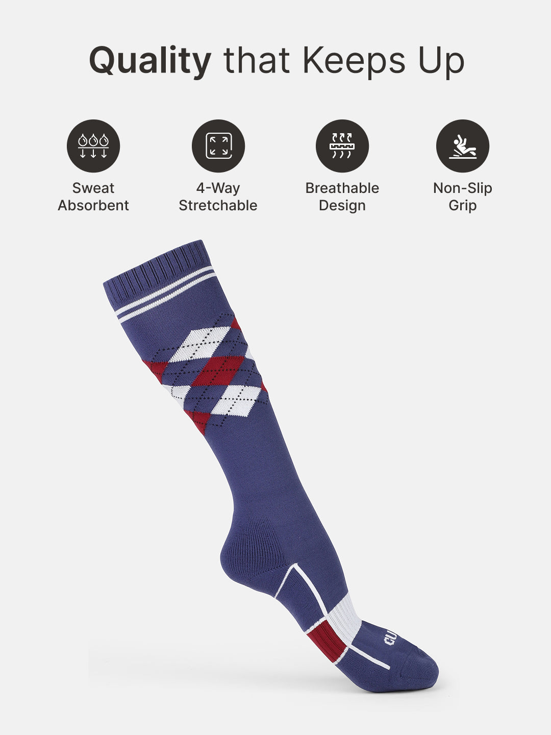 Football/Soccer Pack of 2 White & Blue Patterned Men's Terry Cotton Socks