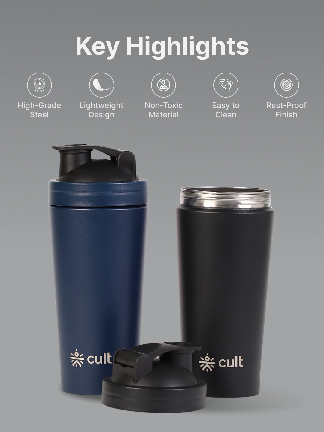 cult Steel Shaker 700ml Black