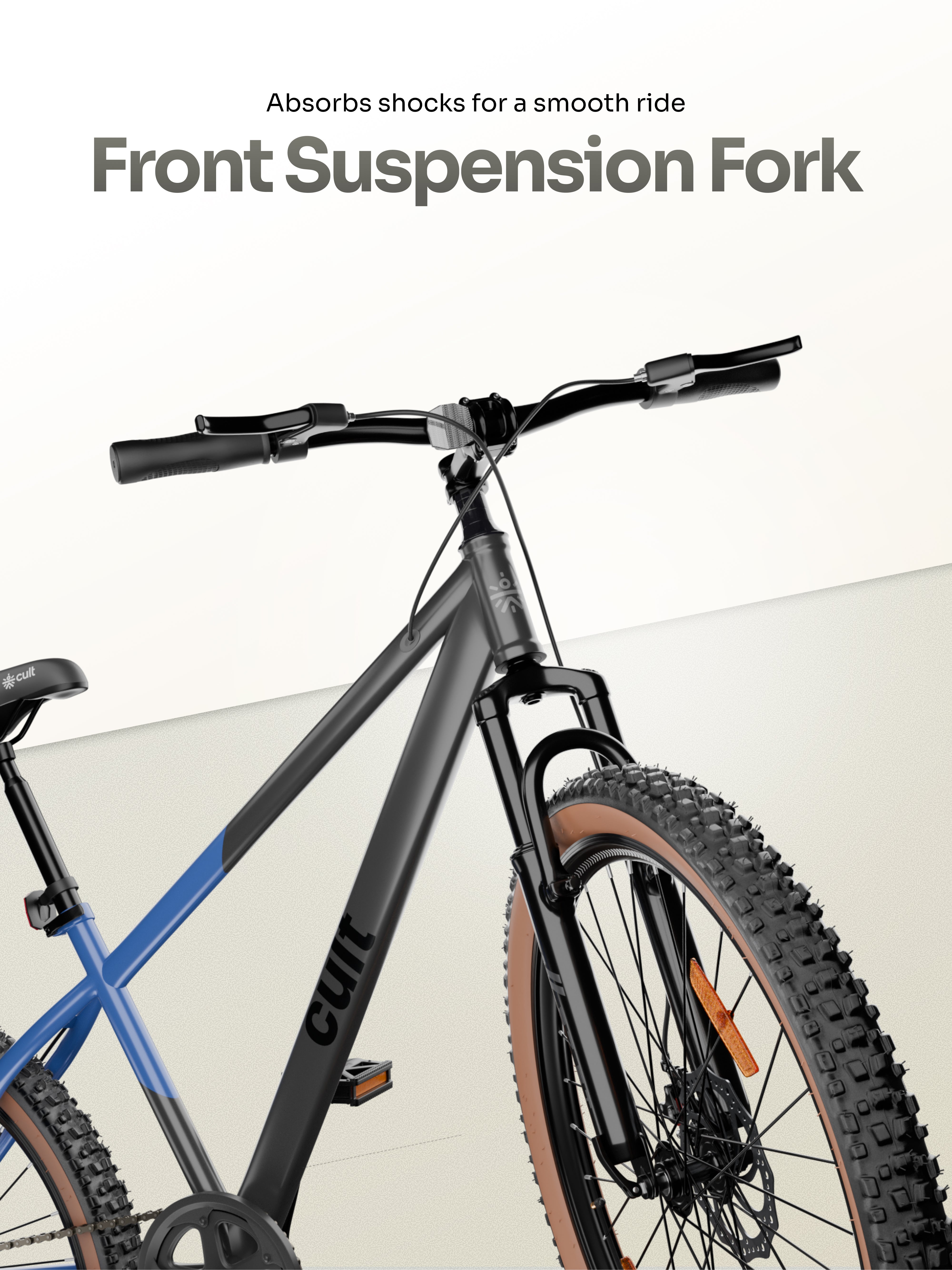 Cult Revon 27.5T Steel Mountain Bike with Dual Disc Brake and Front Suspension, Blue-Grey