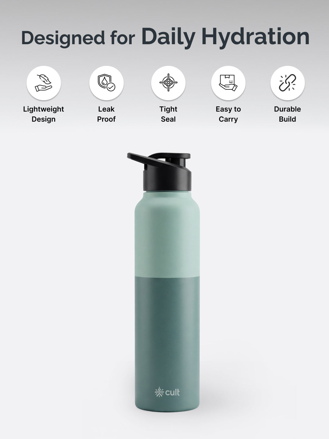 cult Steel Bottle 1Ltr With Sports Cap Dual Green