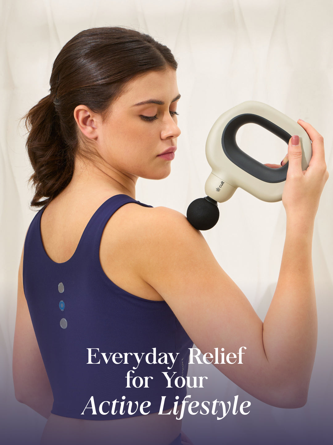 Cult Halo Premium Full Body Gun Massager with Multi-Grip Handle, 5 Massage Heads & 6 Adjustable Speeds, 3 hour battery, Cream