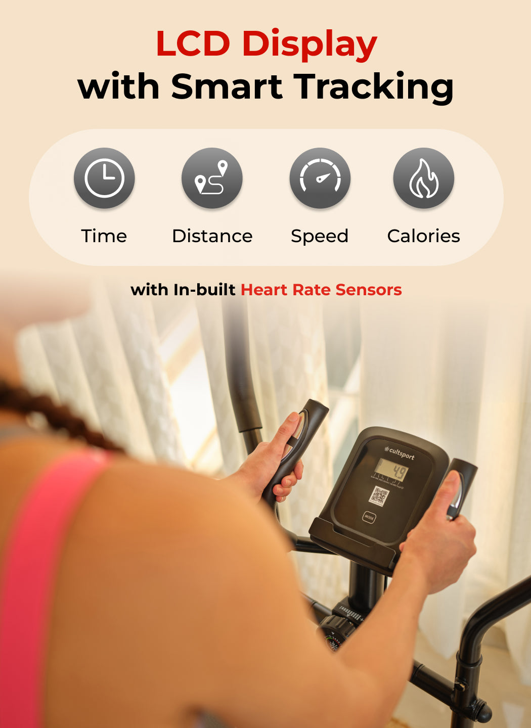 Smartcross B1 Elliptical Cross Trainer with 2kg Flywheel | Max Weight-120kg | 8 Level Magnetic Resistance (with 6 months extended warranty)