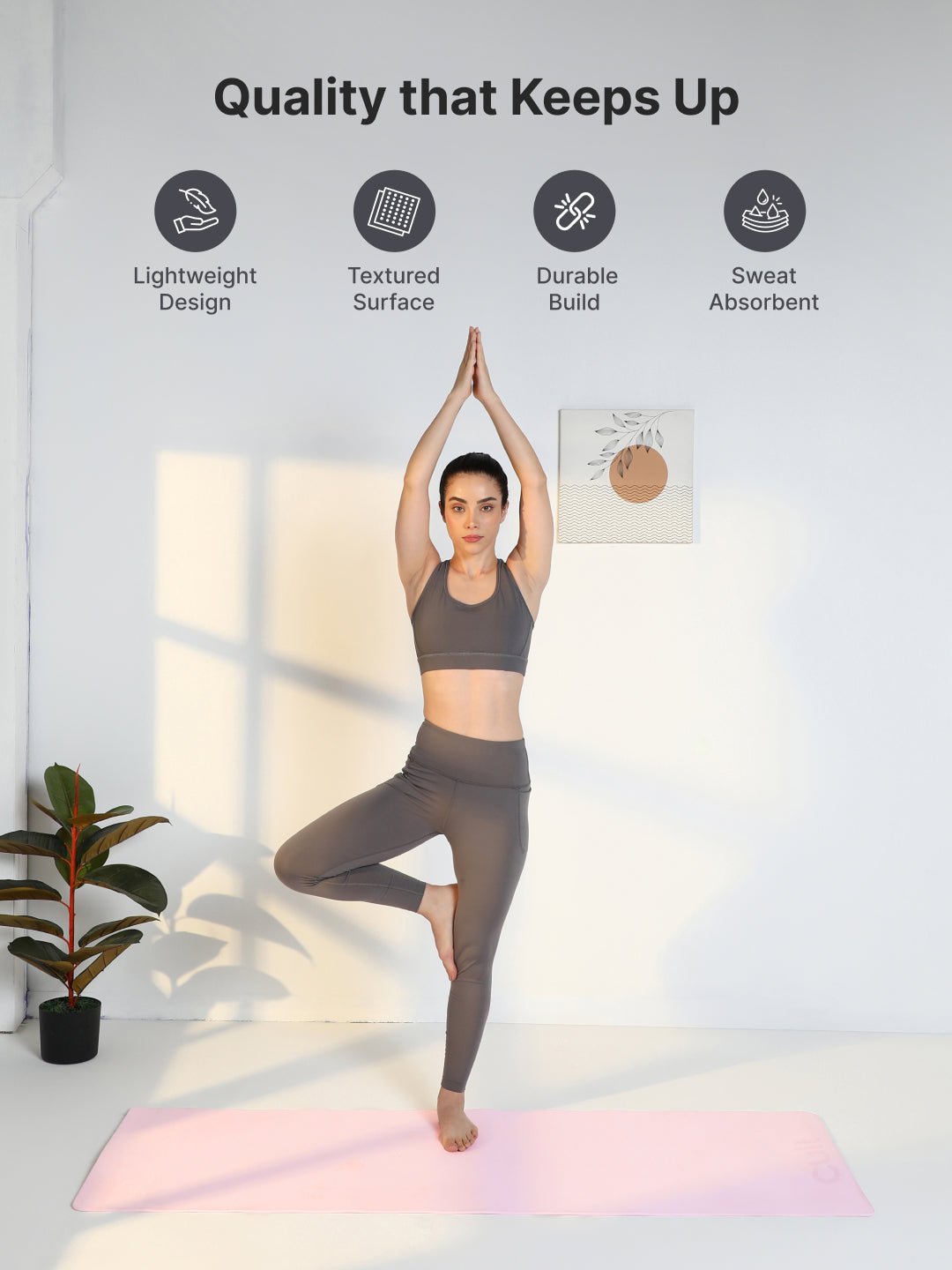 Cult Yoga Mat 4mm EVA with Carry Strap Lightweight, Non-Slip, Cushioned & Sweat-Resistant Exercise Mat Eco-Friendly Workout Mat for Yoga, Pilates, Meditation & Home Gym Pink