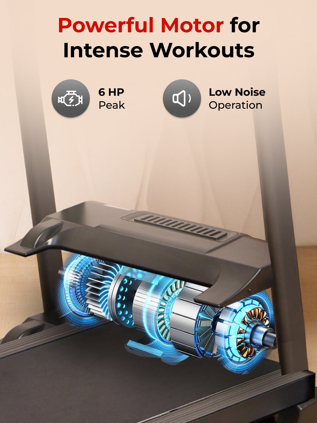 Cultrun M6 Nova 6 HP Peak Treadmill | 15-level Auto-Incline & Massager | Max Weight-140kg | Max Speed-18kmph (with 6 Months Extended Warranty)