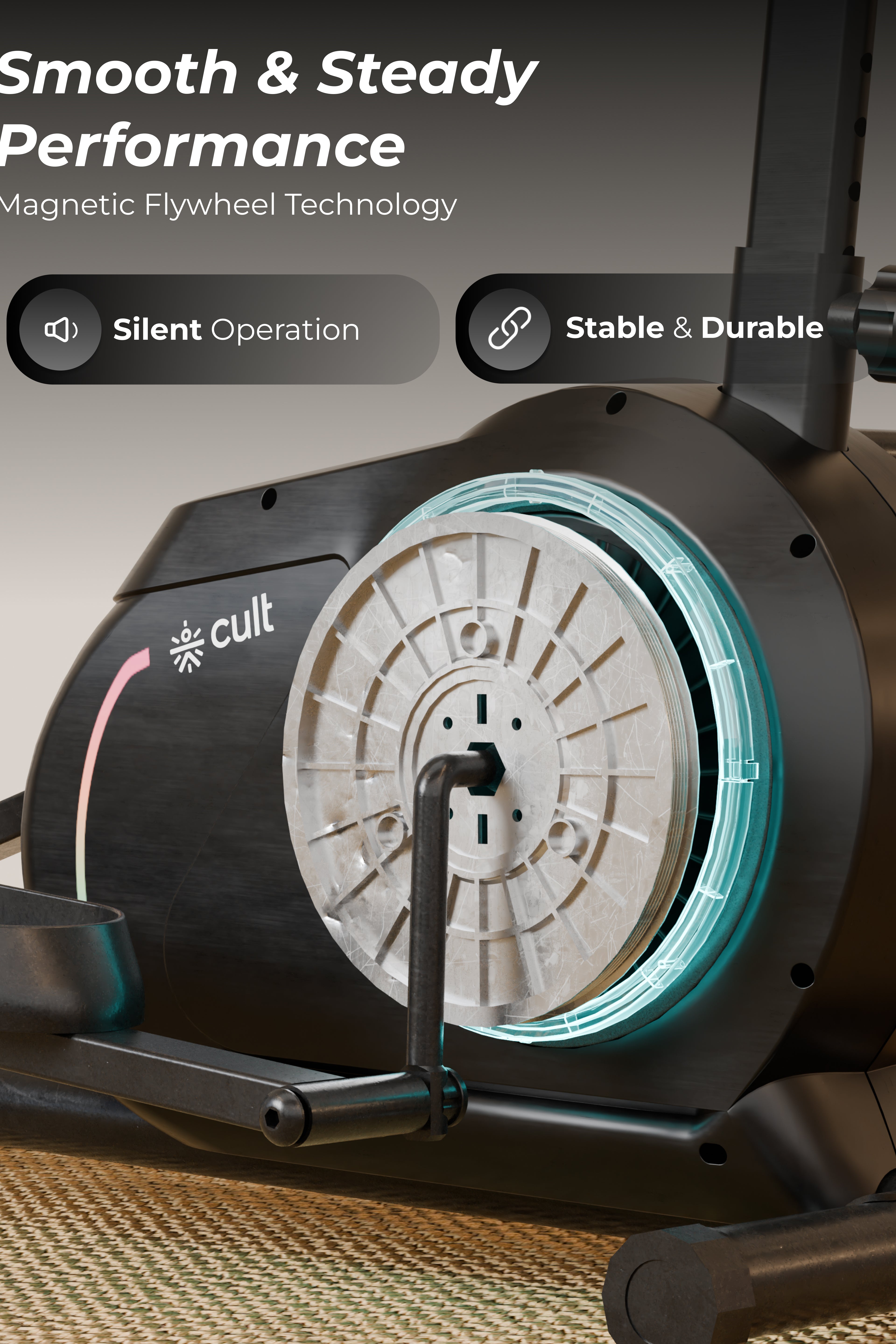 Cult SmartCrossNeo Magnetic Elliptical Trainer | 4Kg Flywheel | Max Weight: 130Kg | Home Use Cross Trainer - Black