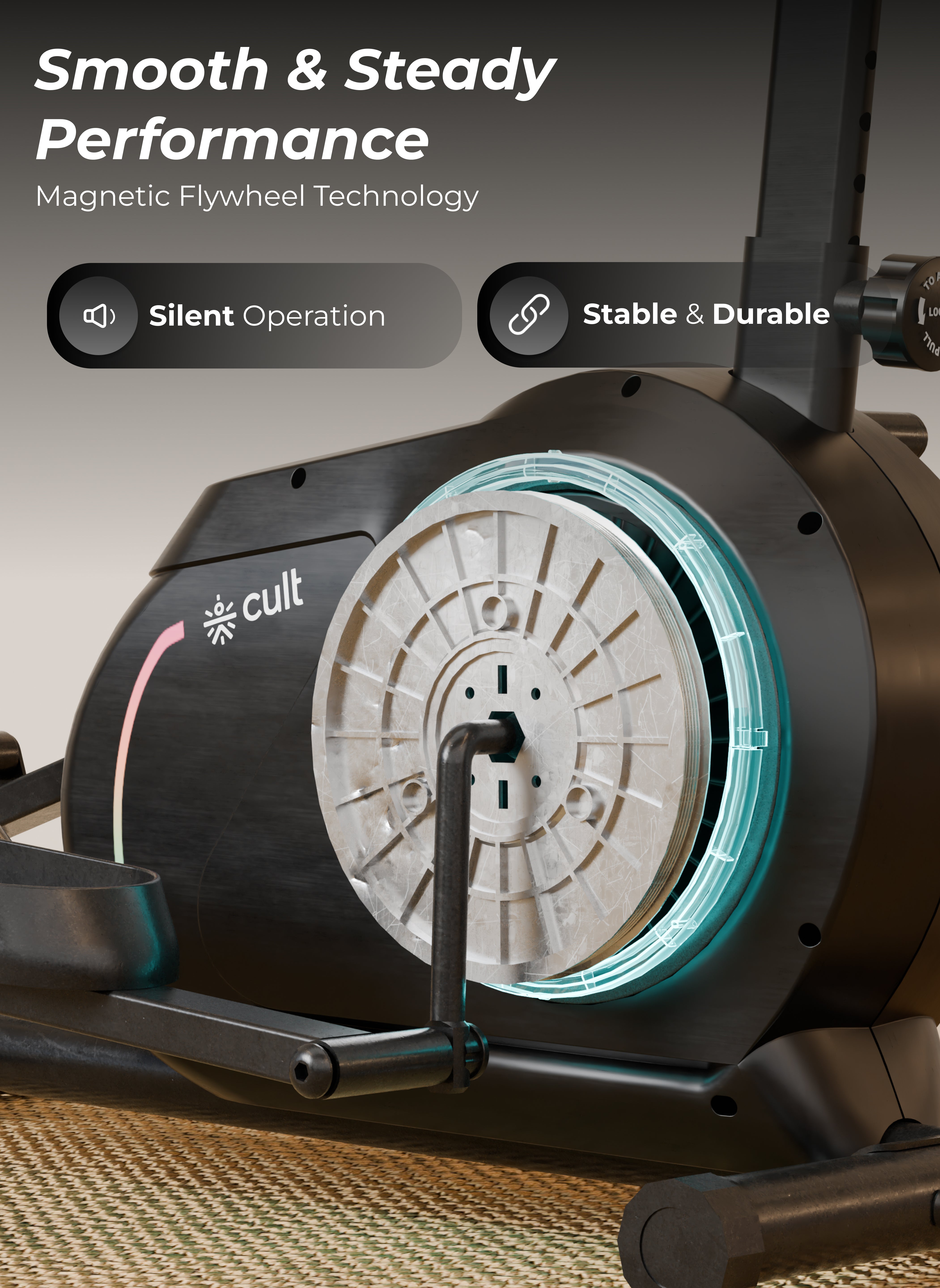 Cult SmartCrossNeo Magnetic Elliptical Trainer | 4Kg Flywheel | Max Weight: 130Kg | Home Use Cross Trainer - Black