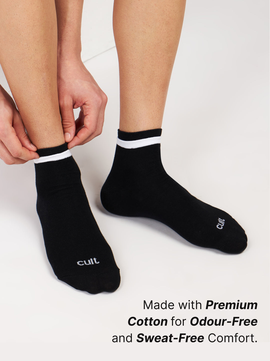 Casual Ankle Length Pack of 3 Black Men's Cotton Socks