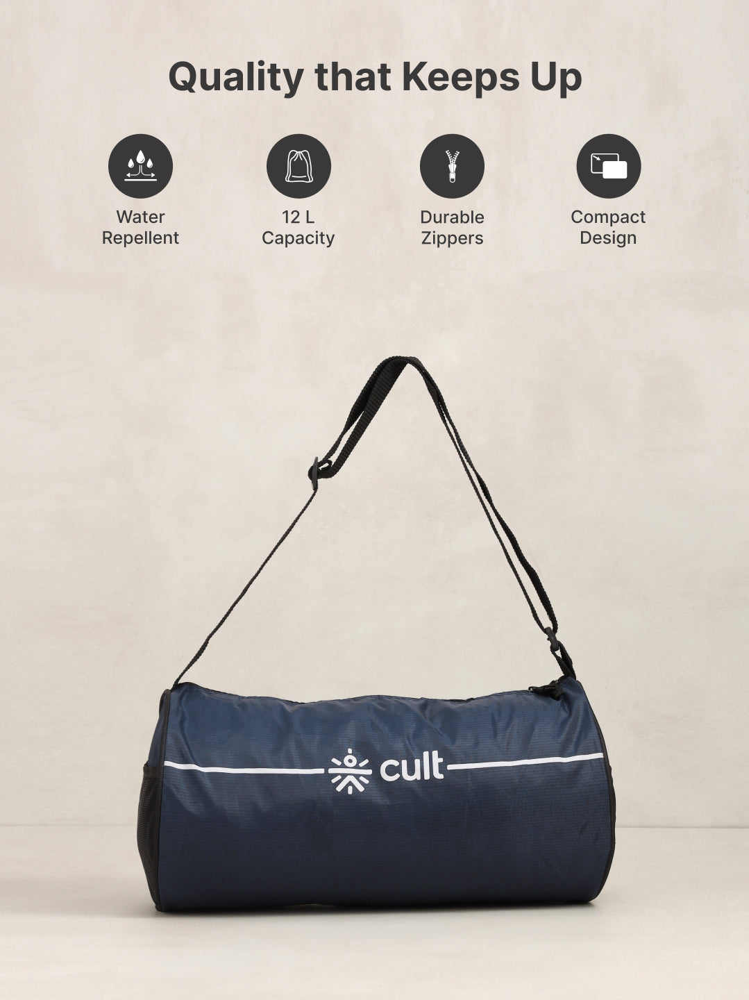 Duffle Bag Unisex Adjustable Strap Mesh pocket Gym & Sport Bag Blue 12 L