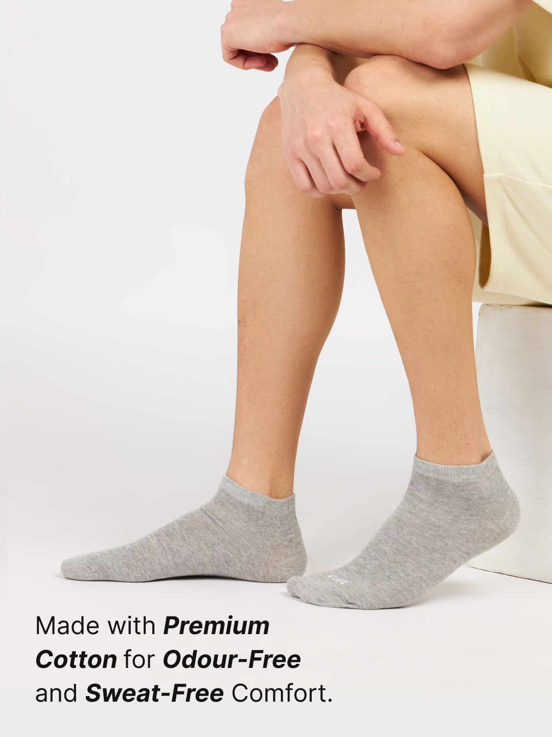 Casual Ankle Length Cotton Pack of 3 Grey,White & Black Socks Men