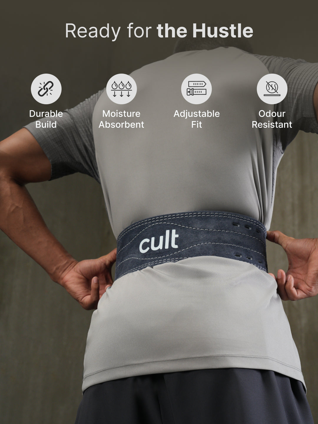 cult Gym Belt Grey Suede Leather Unisex