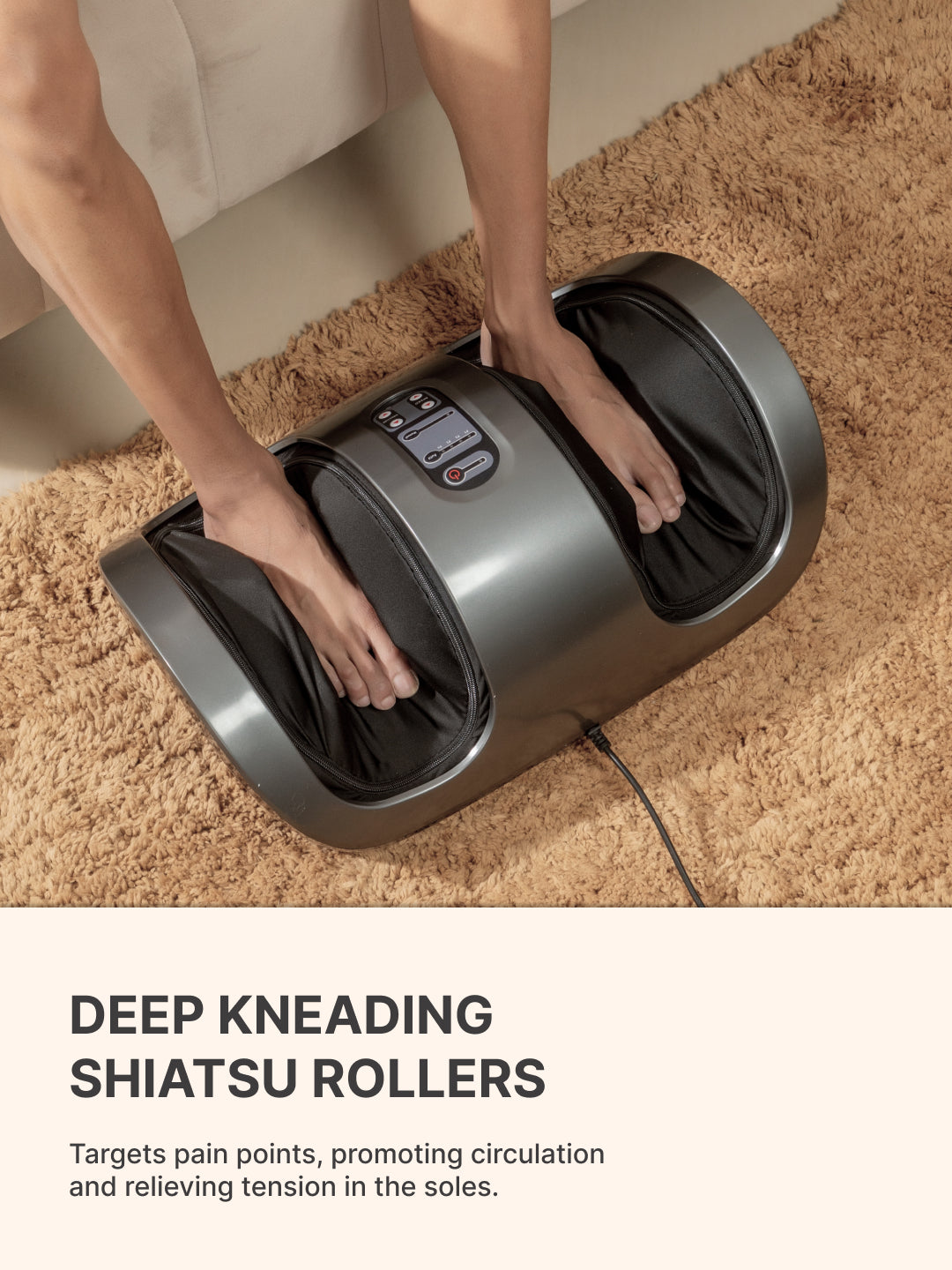 Cult Relax Foot & Leg Massager with Shiatsu Deep Kneading & Vibration Therapy | 4 Automated Programs | Improves Blood Circulation & Relieves Pain.