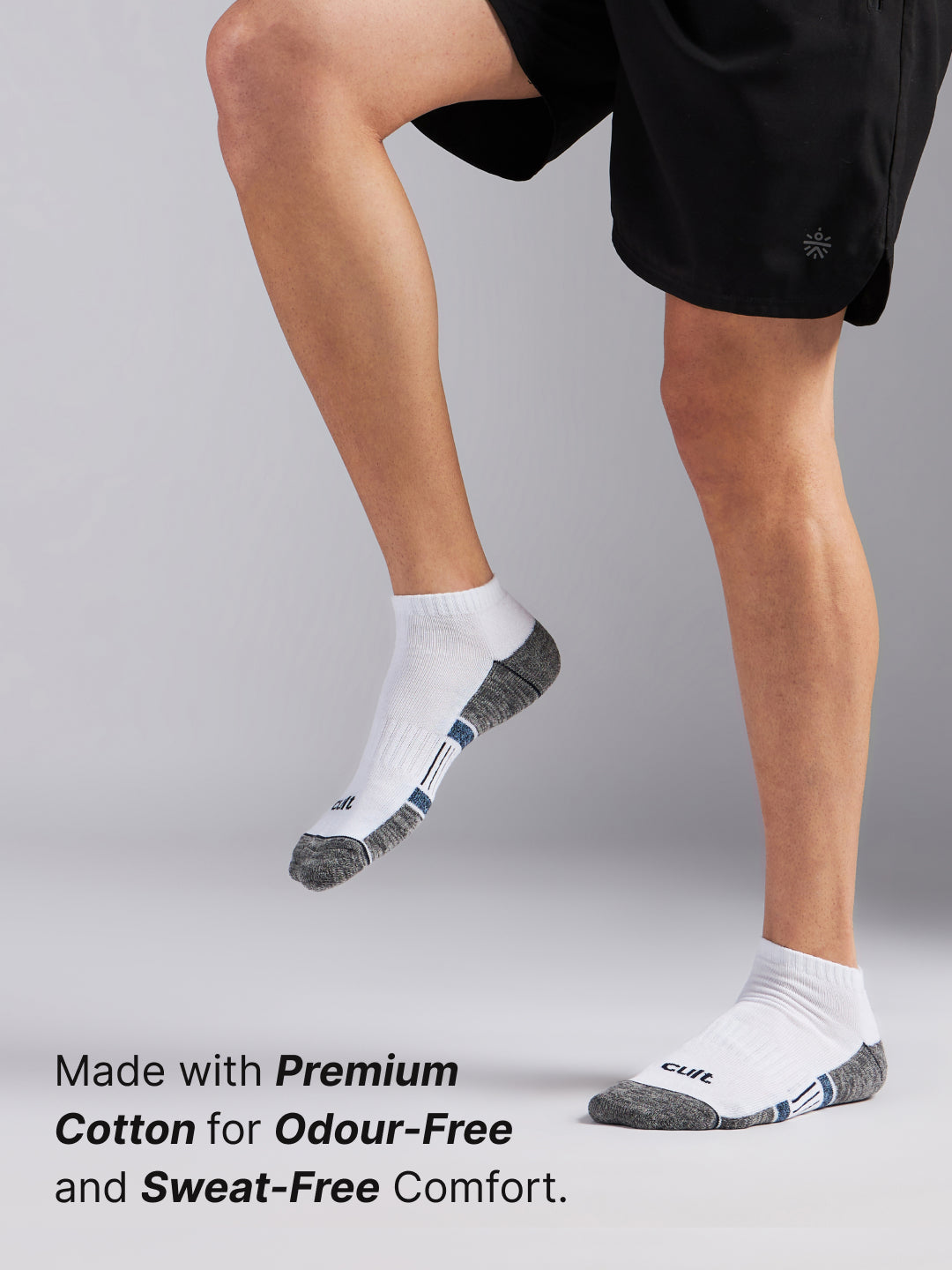 Sports Low Ankle Pack of 3 Black,White & Grey Men's Cotton Socks