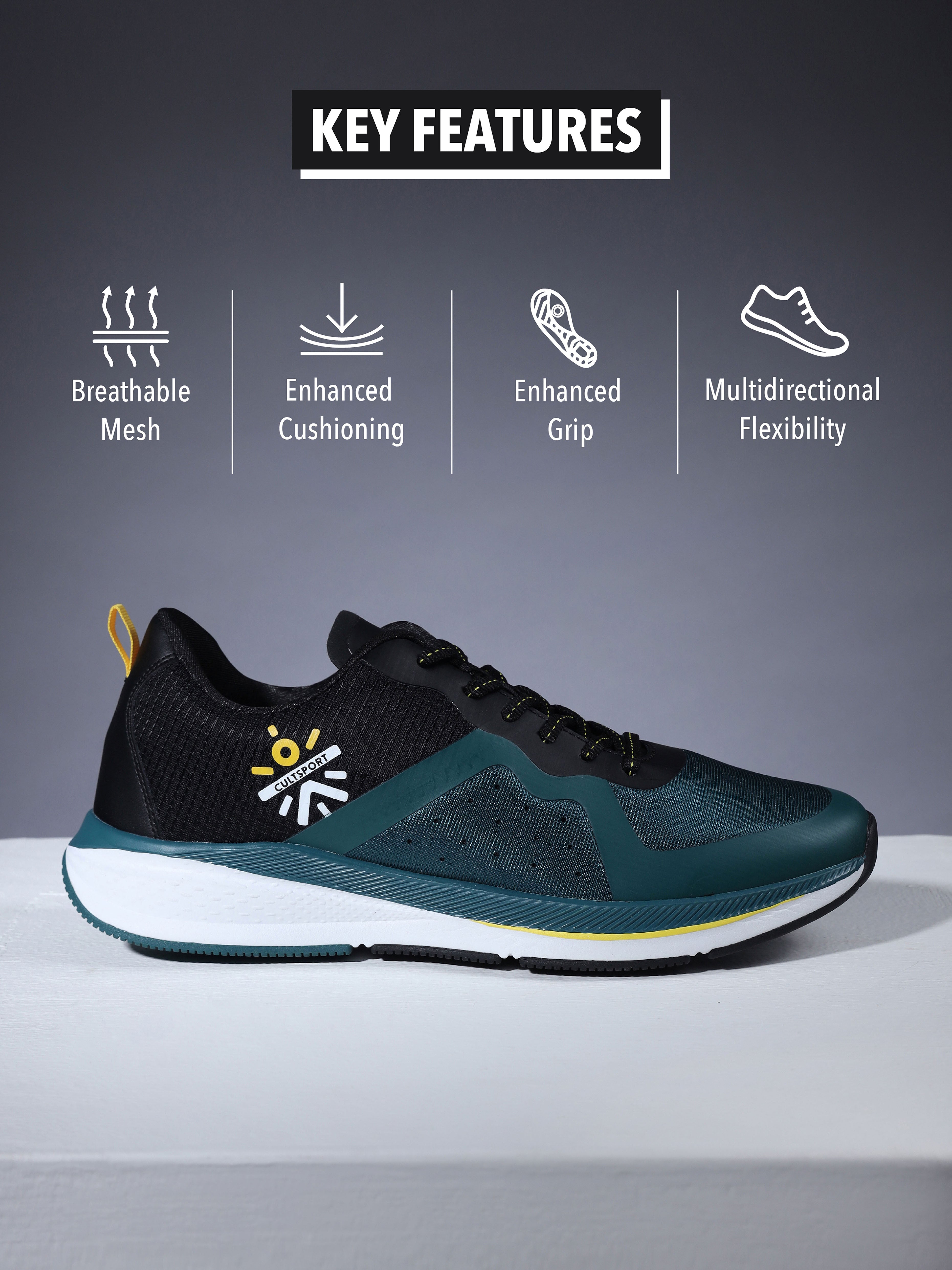 cult Speedster Women Running Shoes - Black/ Dark Teal