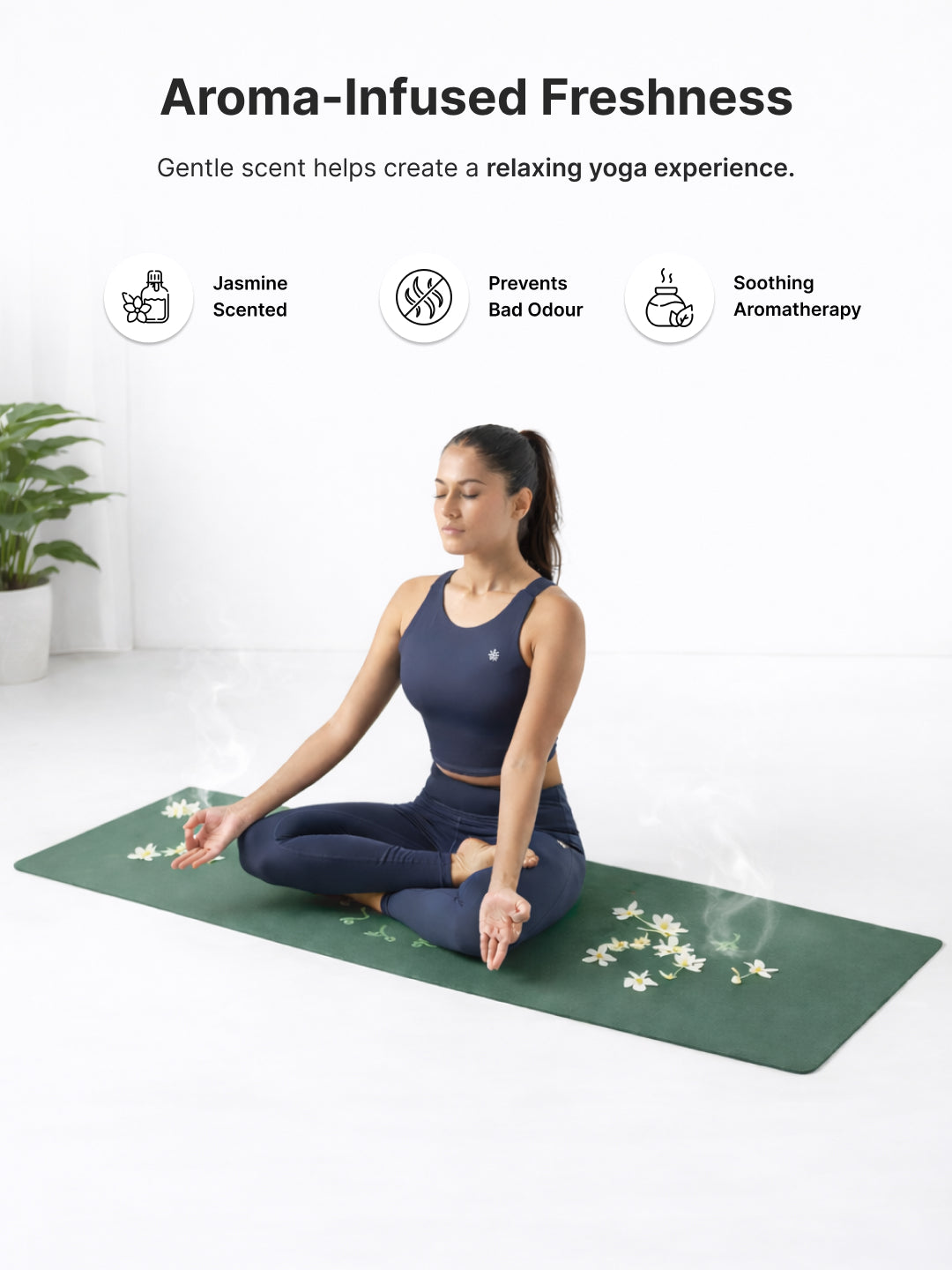 cult Aroma Infused TPE Yoga Mat 6 mm Anti Skid Non Slip Exercise Mat with Carry Bag for Yoga Workout Gym Green