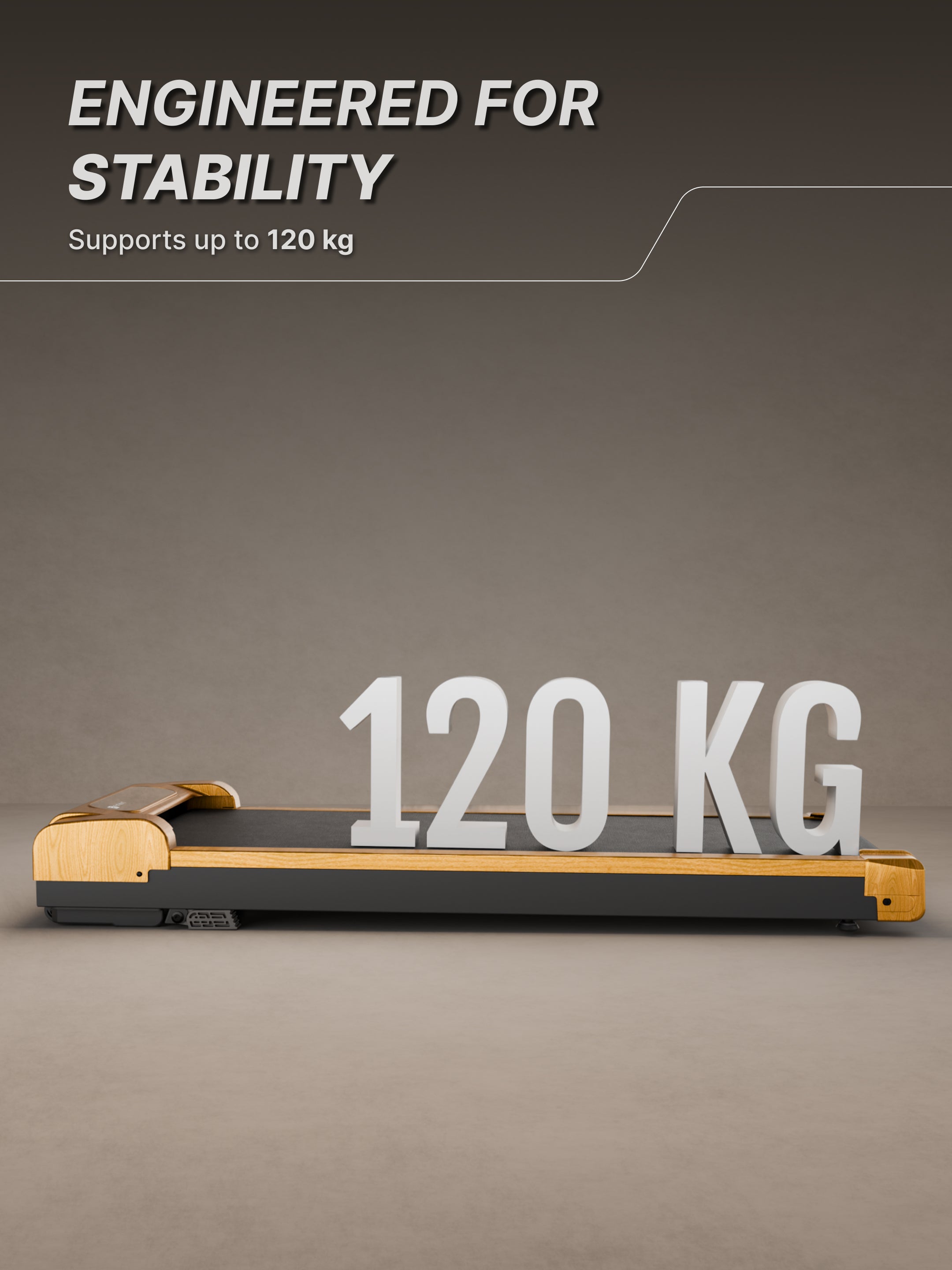 Fitkit by Cult Walking Pad Neo Gold Oak (BLDC 3.5HP Peak Power) Compact & Under Desk DC Motor Treadmill | Max Weight: 120kg | Home use with Remote Control (with 6 Months Extended Warranty)