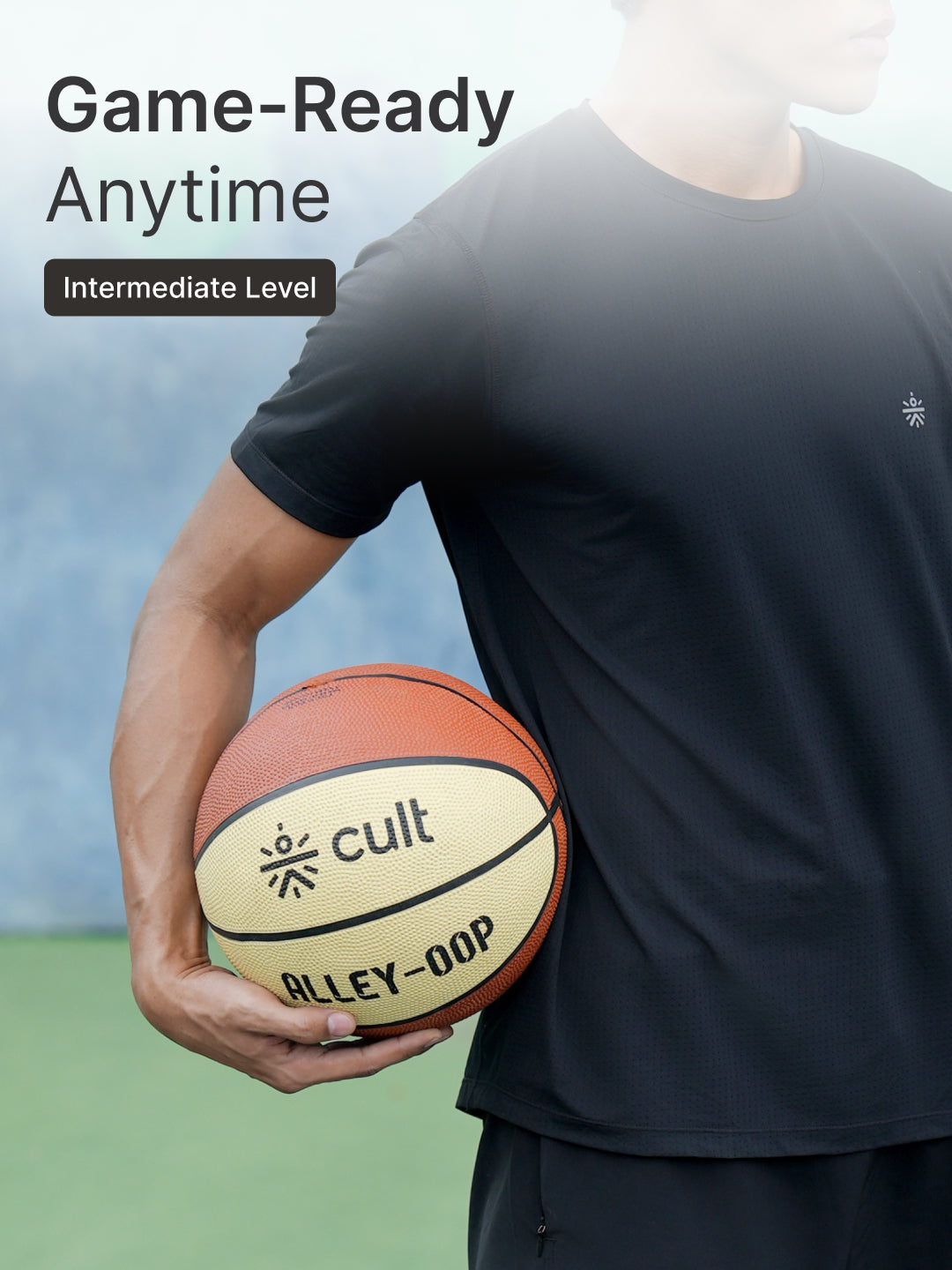 Cult Basketball Combo – Alley-OOP 7 No (Brown/Cream) + Ball Pump