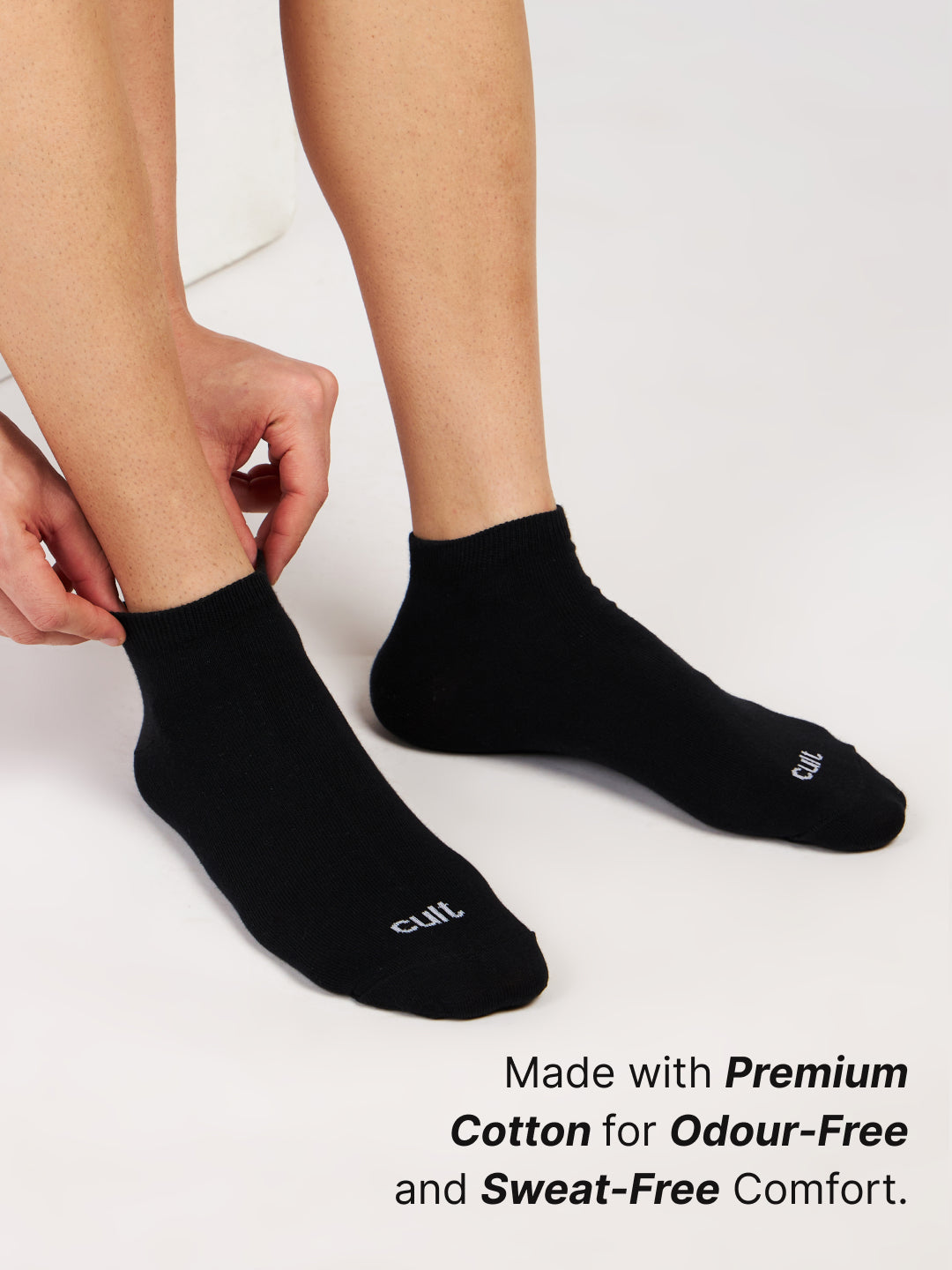 Casual Ankle Length Pack of 3 Black Men's Cotton Socks