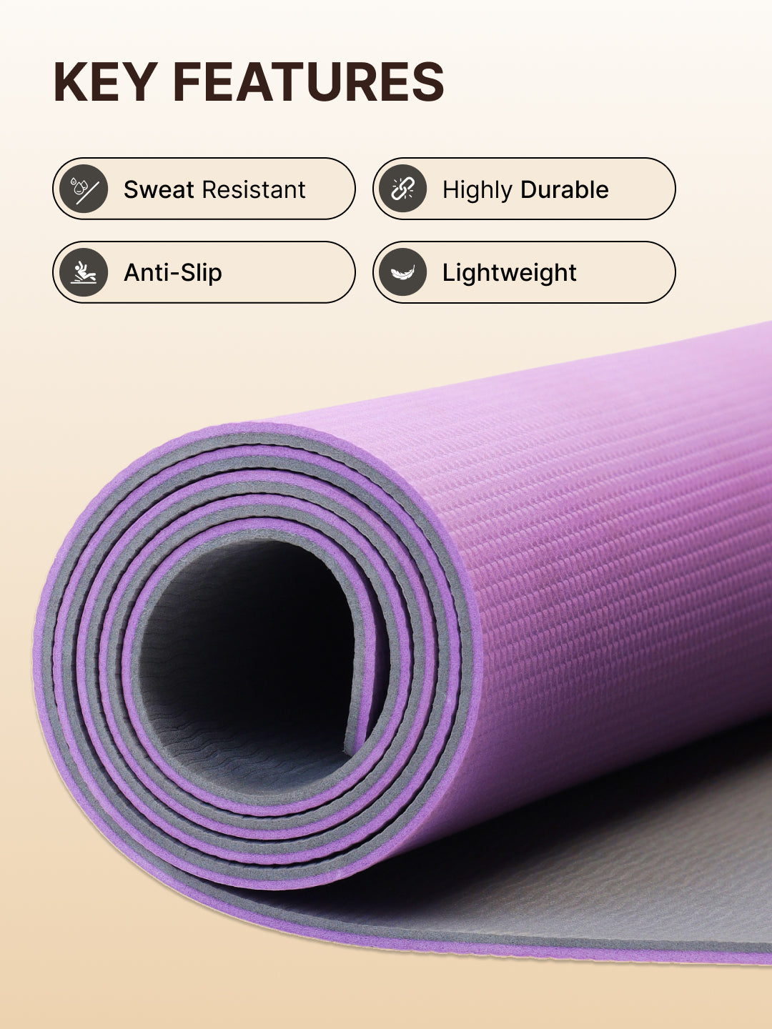 CULT EVA Yoga Mat 6mm with Carry Strap Dual Color Lavender, Anti-Slip, Lightweight & Durable Exercise Mat for Yoga, Pilates, Meditation, Gym & Home Workouts