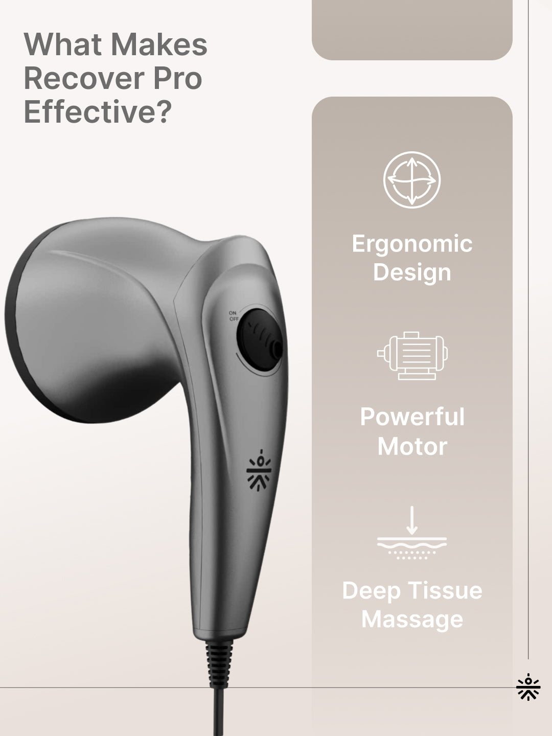 Cult Recover Pro Corded Electric massager, Variable Speed Settings, 4+1 Interchangeable heads, Deep Tissue full body Hammer Massager