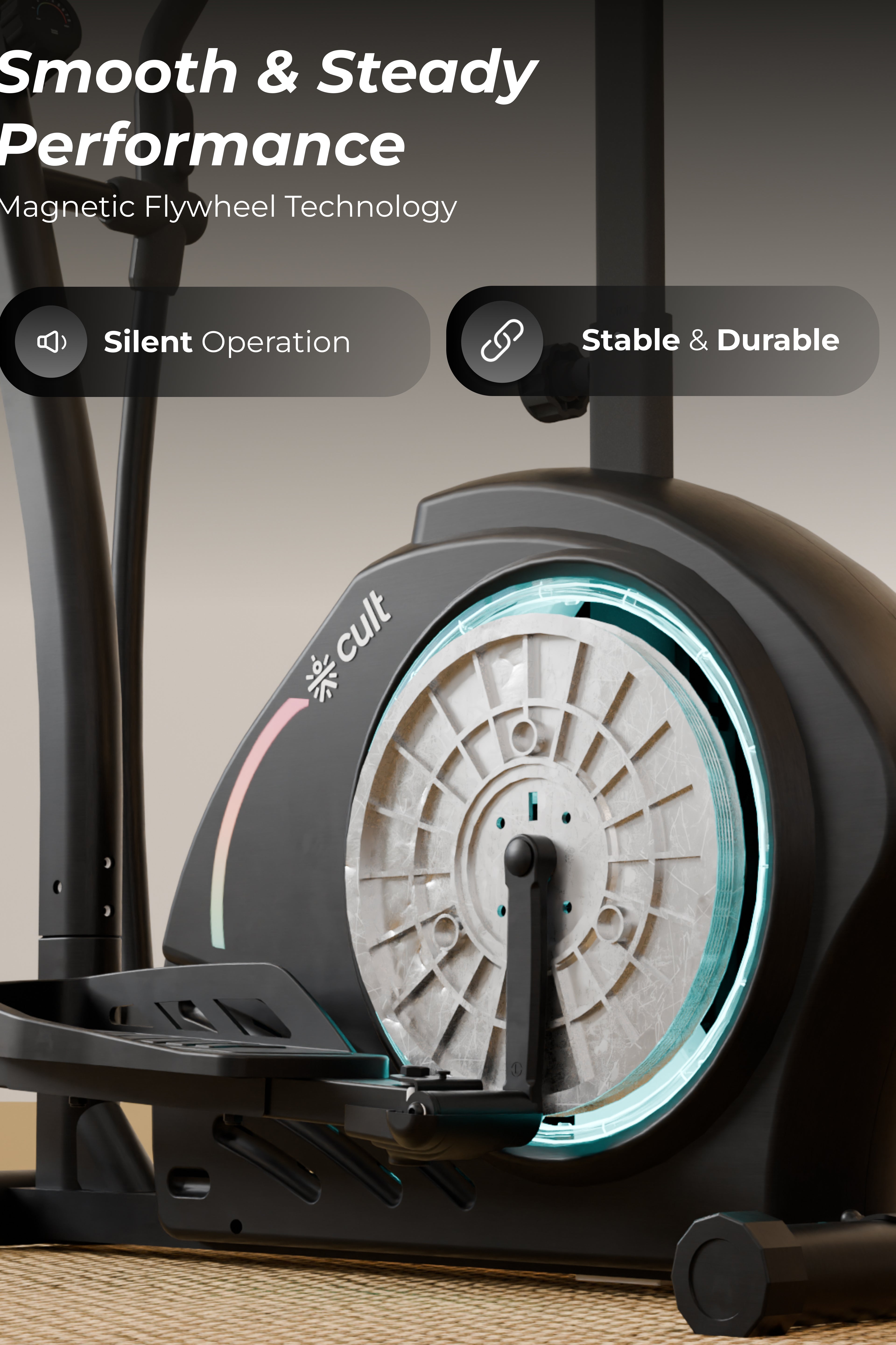 Cult SmartCrossPrime Magnetic Elliptical Trainer | 6Kg Flywheel | Max Weight: 140Kg | Home Use Cross Trainer - Black