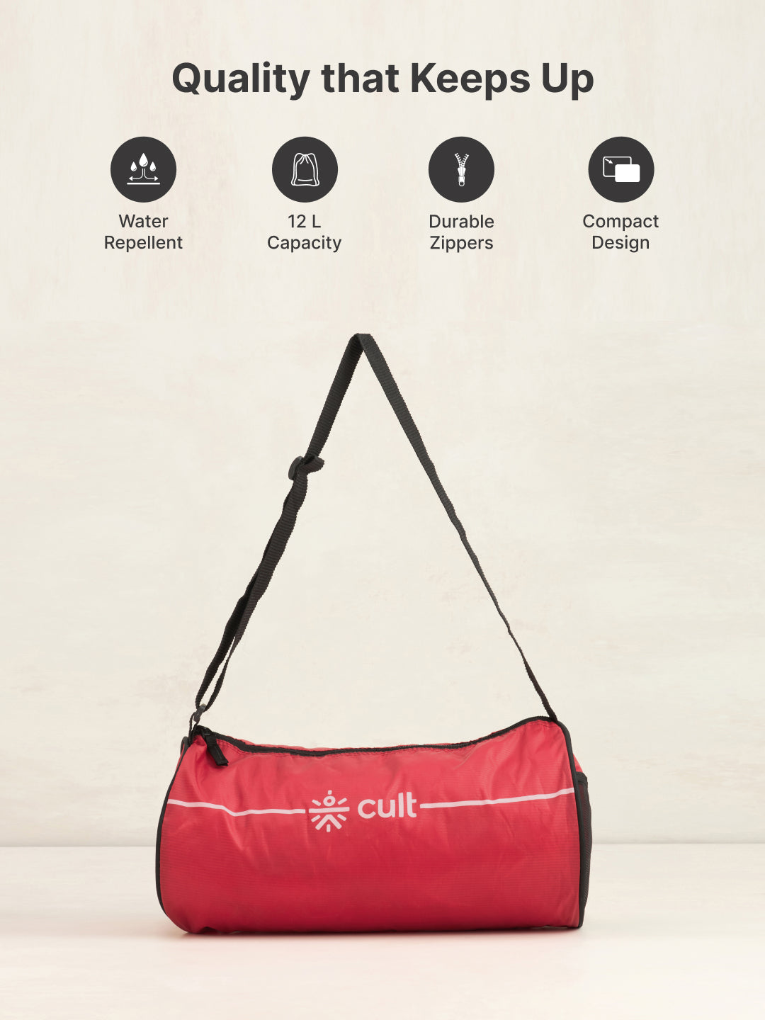 Duffle Bag Unisex Adjustable Strap Mesh pocket Gym & Sport Bag Red 12 L