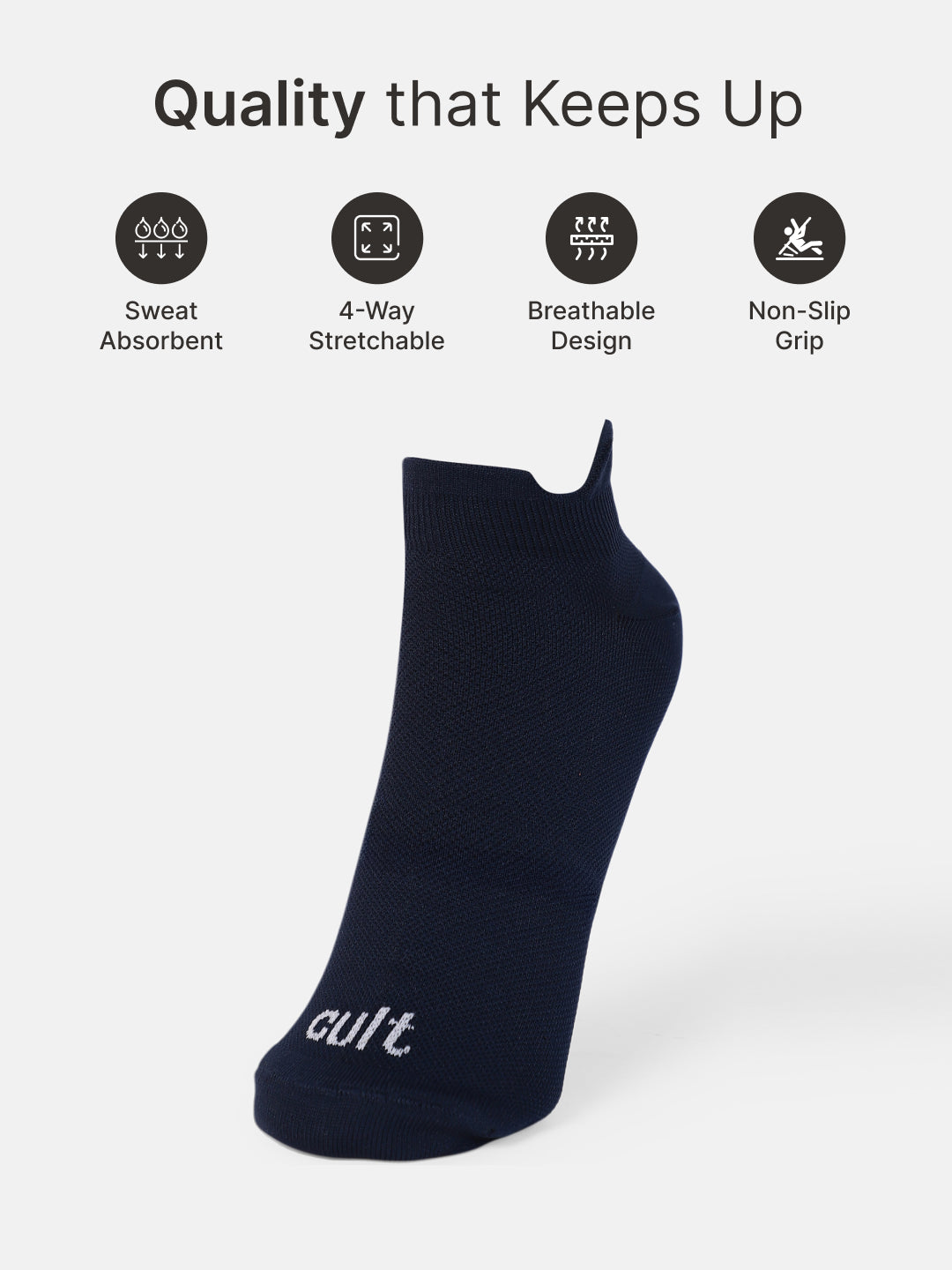 Sports Low Ankle Length Pack of 5 Orange,Navy,White,Blue & Black Men's Cotton Socks