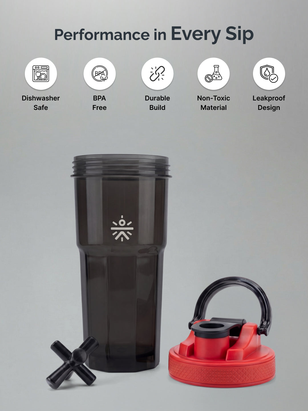 CULT FrostBlend Pro Shaker Bottle 600 ml, Premium Leak-Proof Multipurpose Shaker for Workout & Daily Use Black