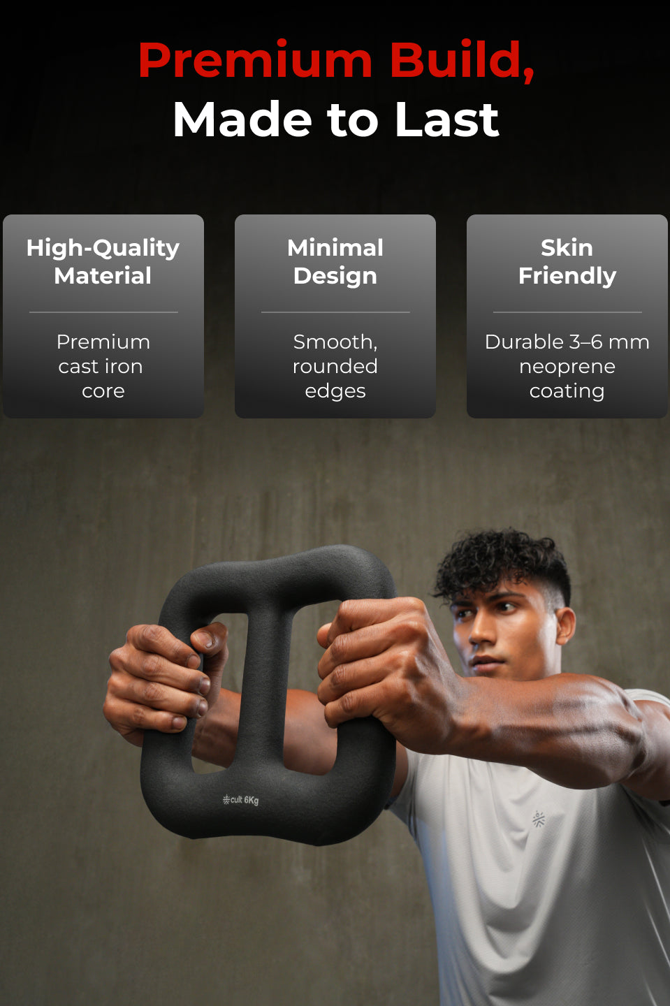 Cult MultiFlex 6KG 3-in-1 Neoprene Coated Weight | Use as Kettlebell, Dumbbell & Weight Plate | Ideal for Full Body Workouts