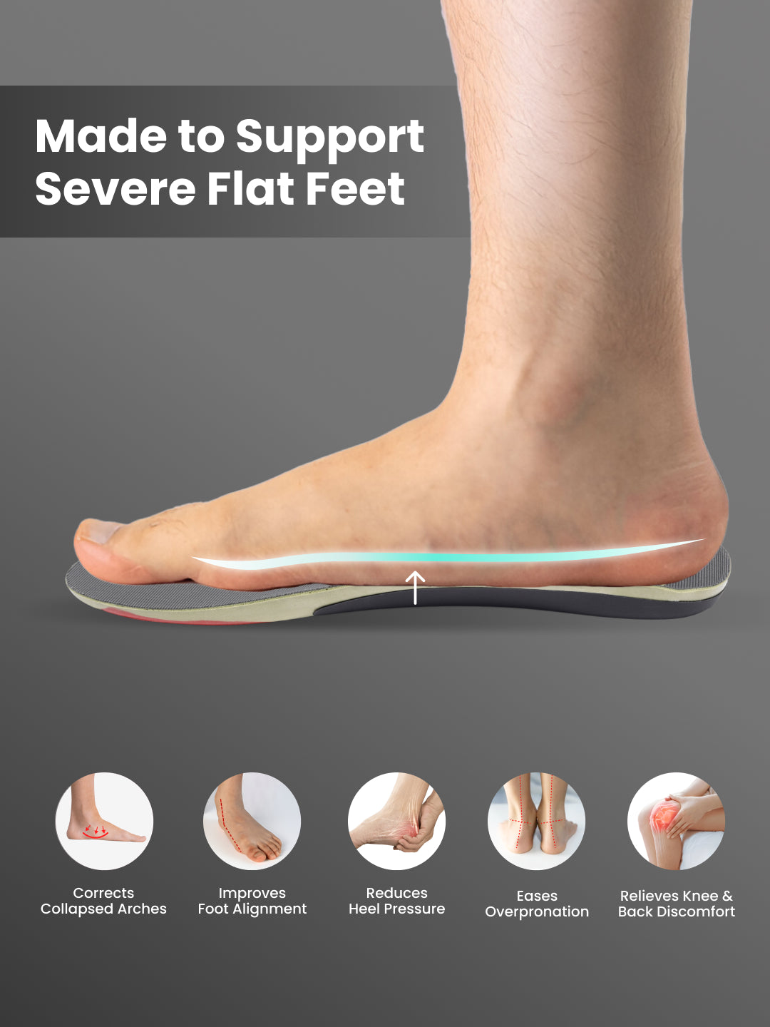 cult Men's Severe Flat Feet-Arch Correct Insoles