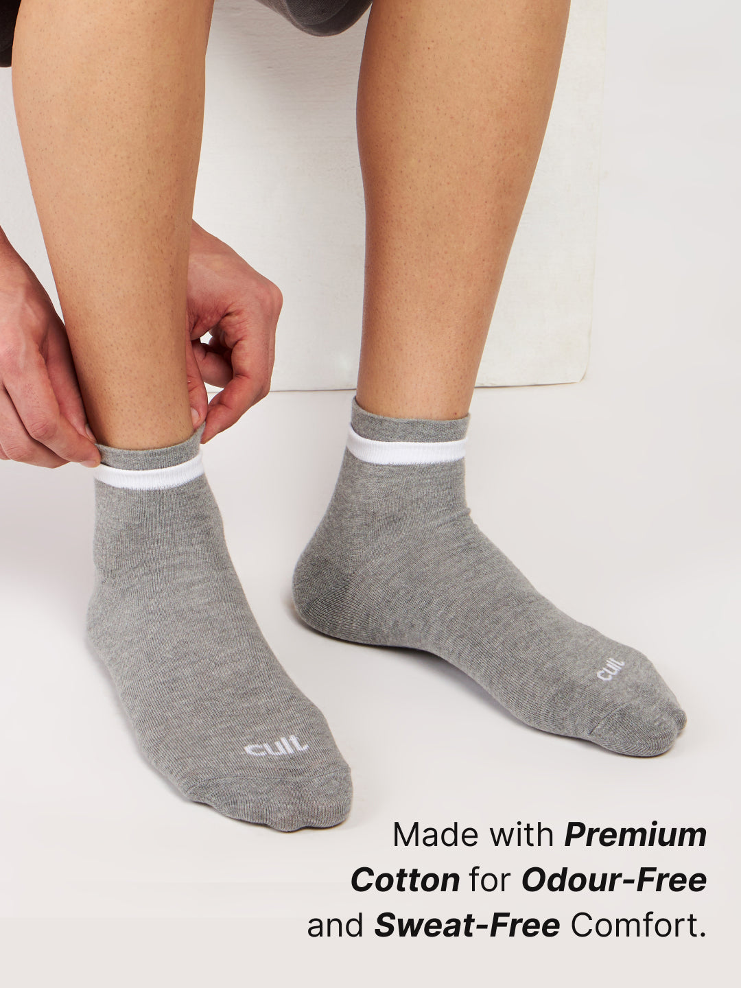 Casual Ankle Length Pack of 3 Grey,Black & White Men's Cotton Socks