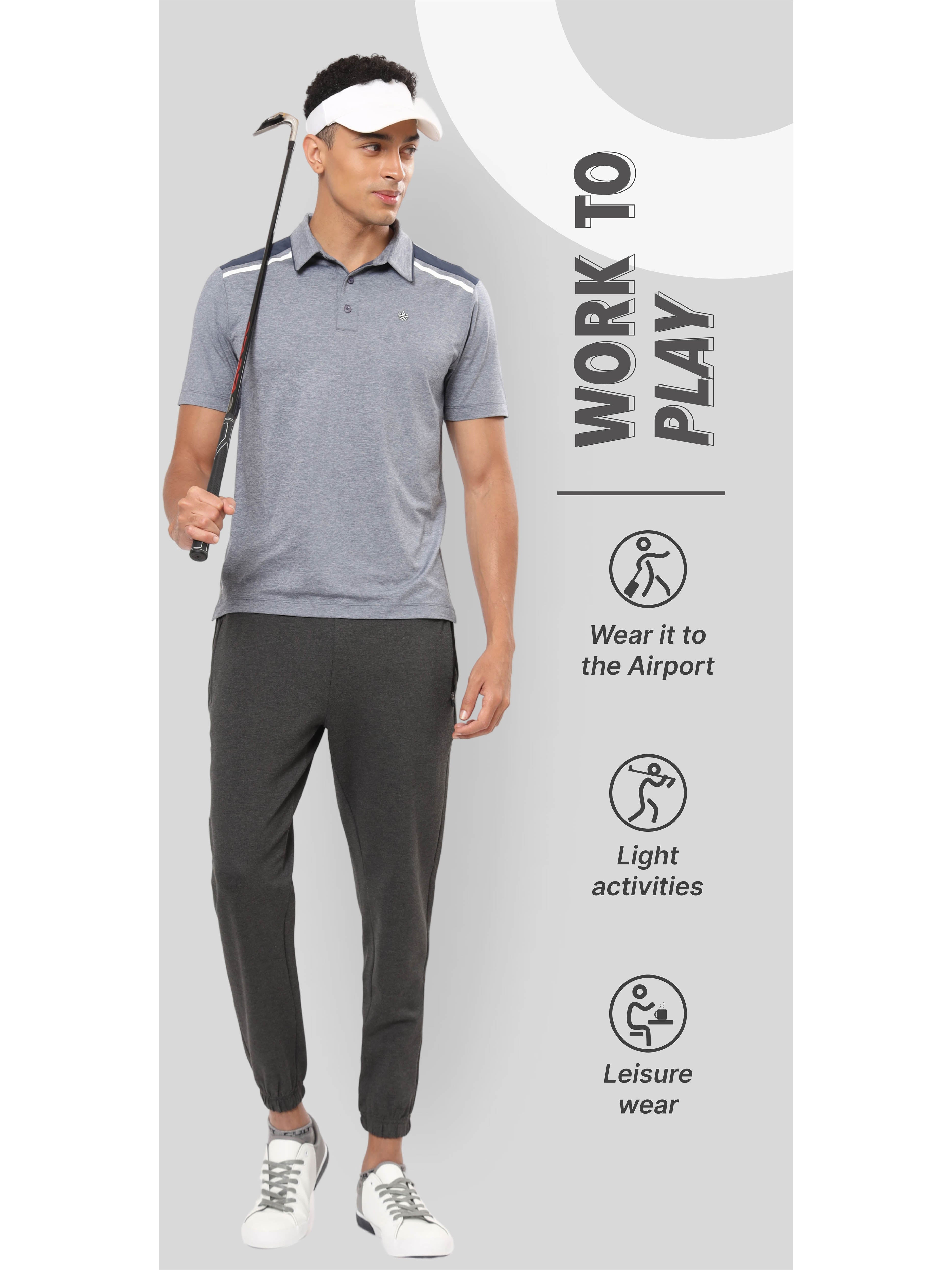 Textured 4 Way Stretch Joggers with Zip Pockets