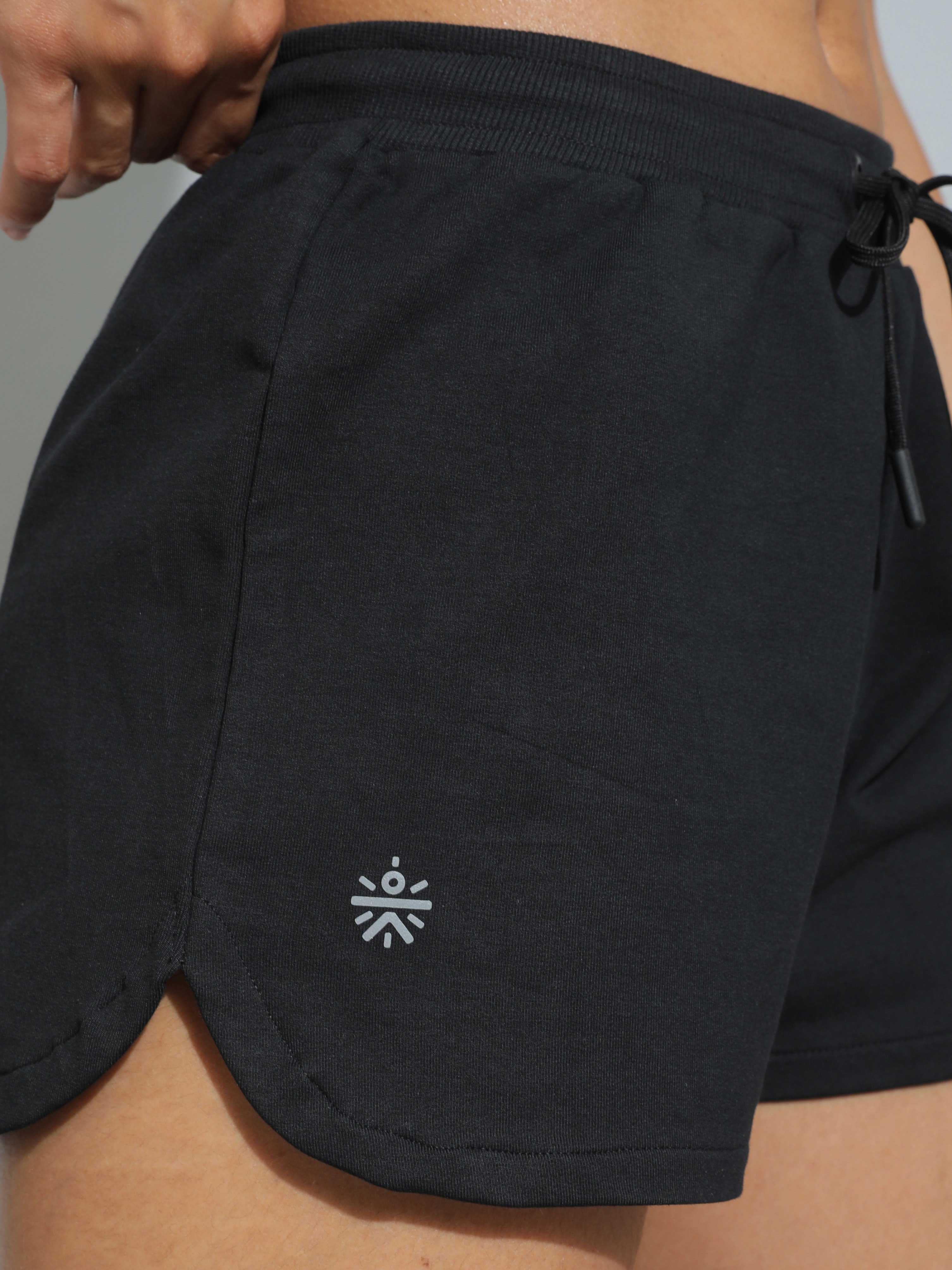 Black Halftone Print Workout Shorts for Women