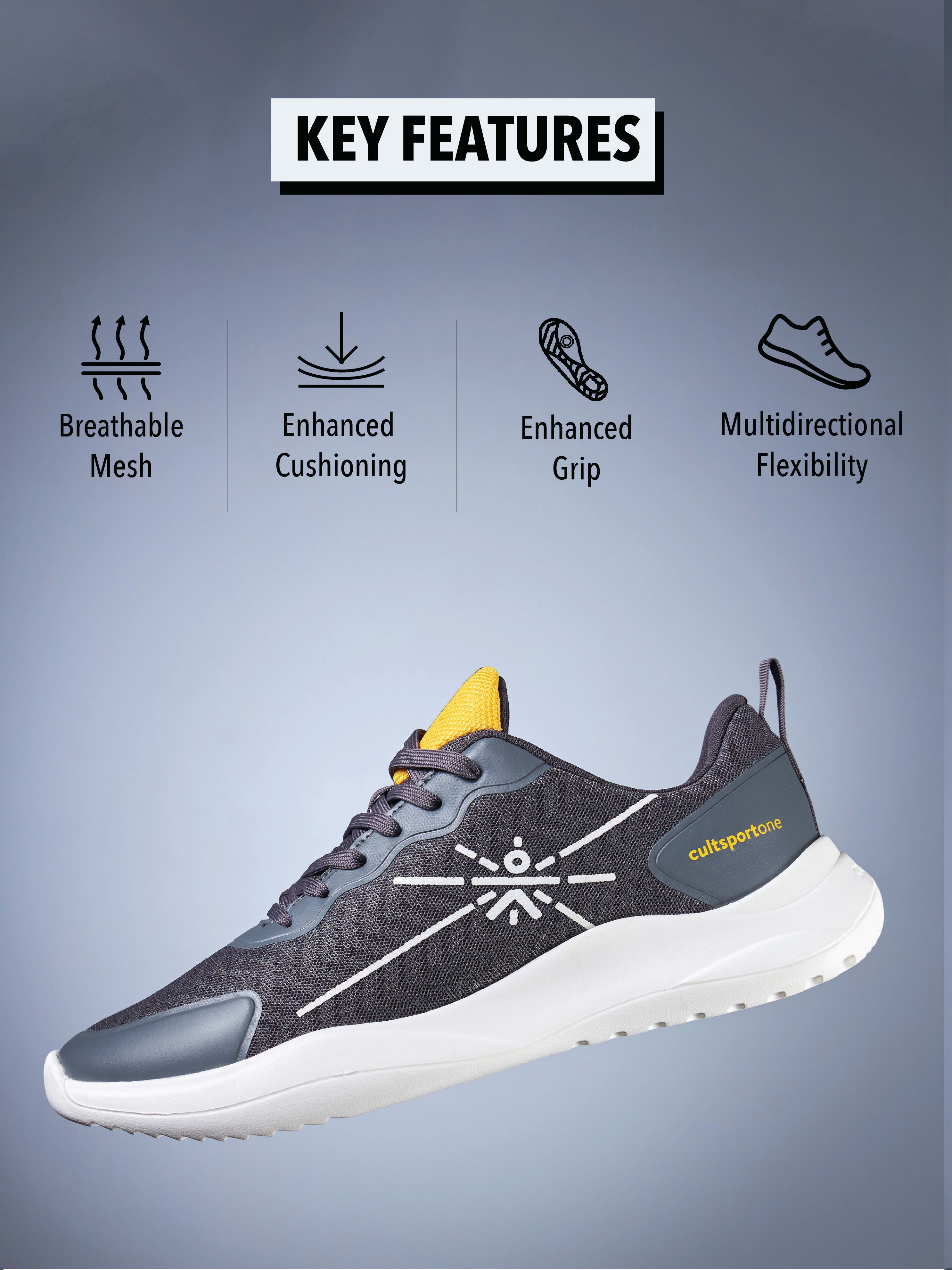 cult Lope Men Running Shoes - Grey/Yellow