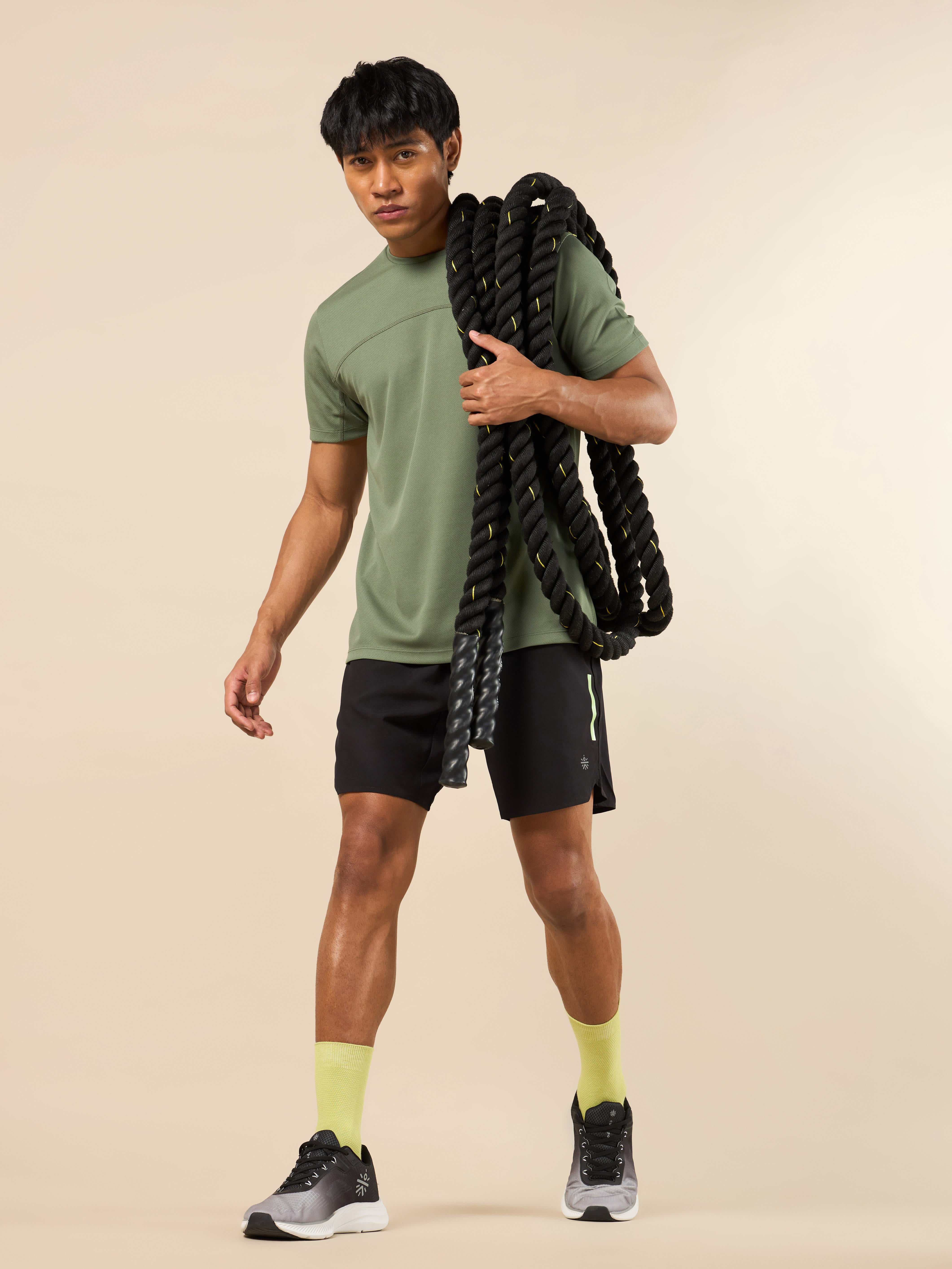 Men Olive Gear Up Performance T-shirt