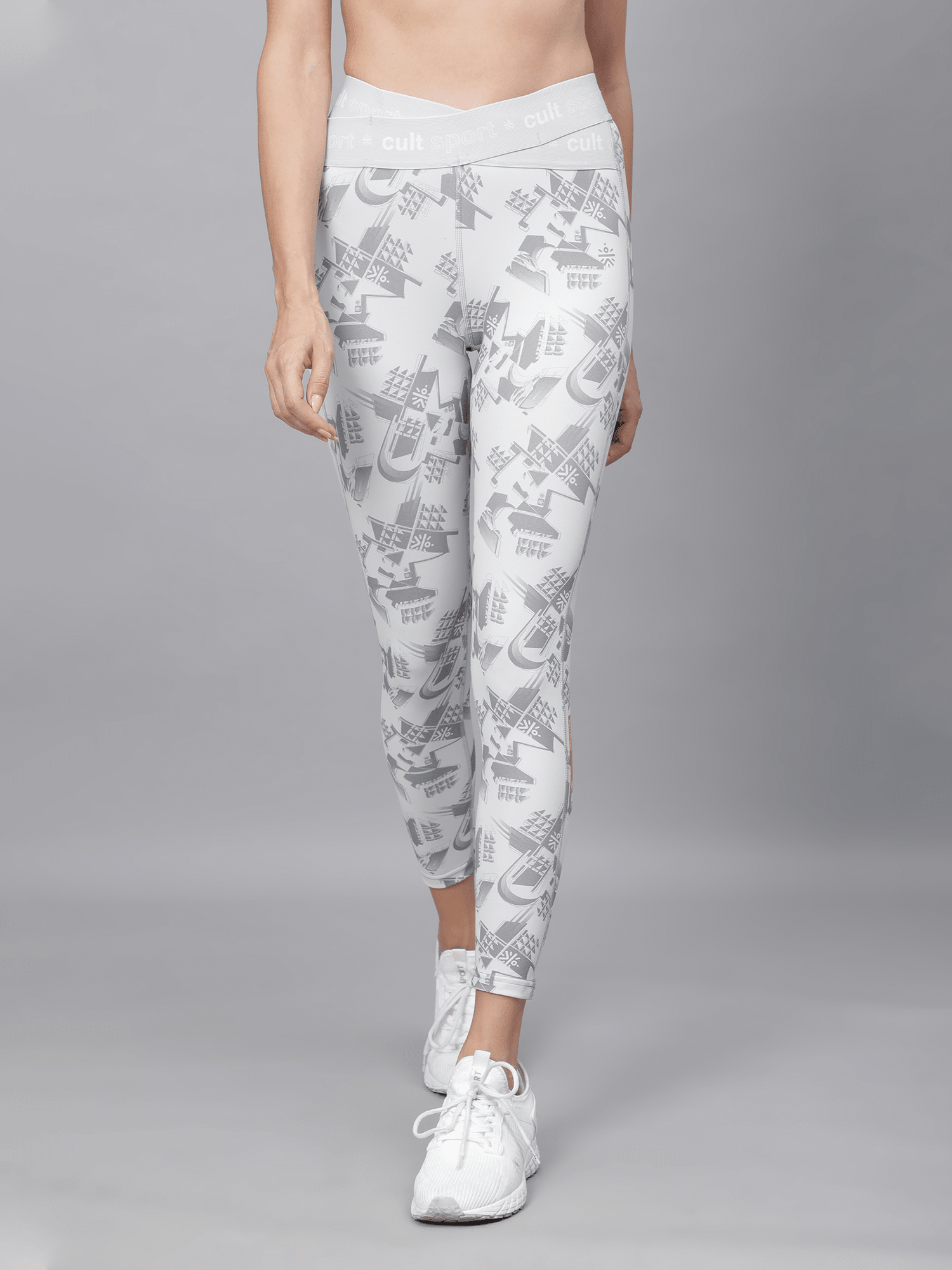 AbsoluteFit CrossLift Printed Grey Workout Leggings