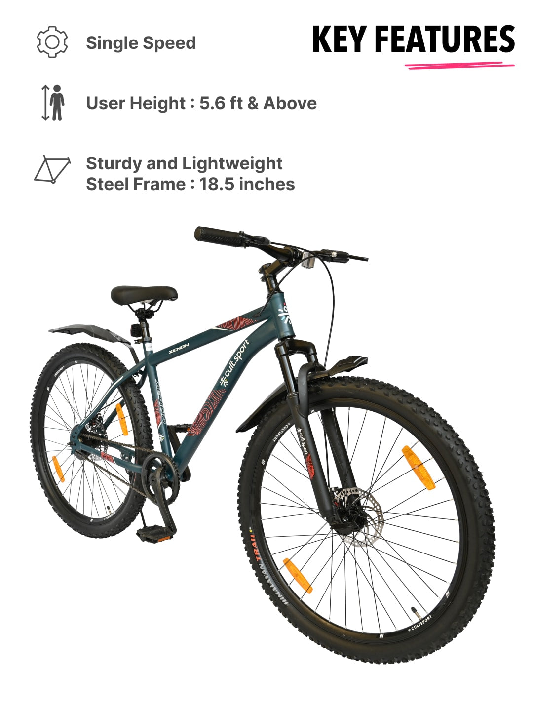 XENON29TBLUE Steel Single Speed 29 inch Mountain Cycle, Front Suspension and Double Wall Rim