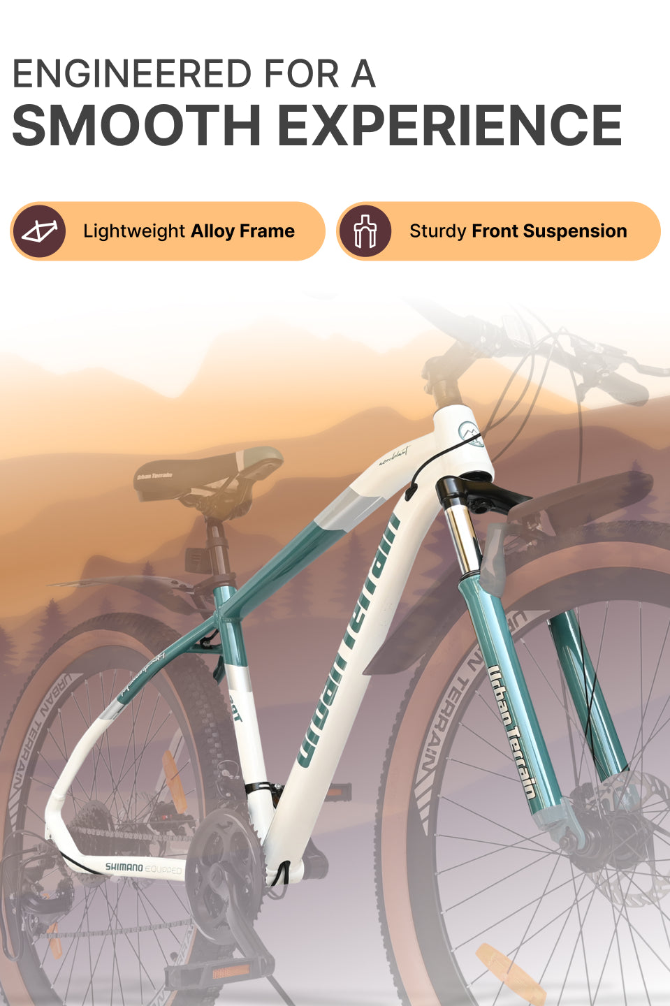Aeroblast Mountain Bike Alloy Frame 21 Speed Cycle 29 inch With Front Suspension, Triple Wall Rim and Dual Disc Brakes, Ideal For 5.6 ft to 6 ft & above, 15+ Years, Unisex (WhiteBlue)