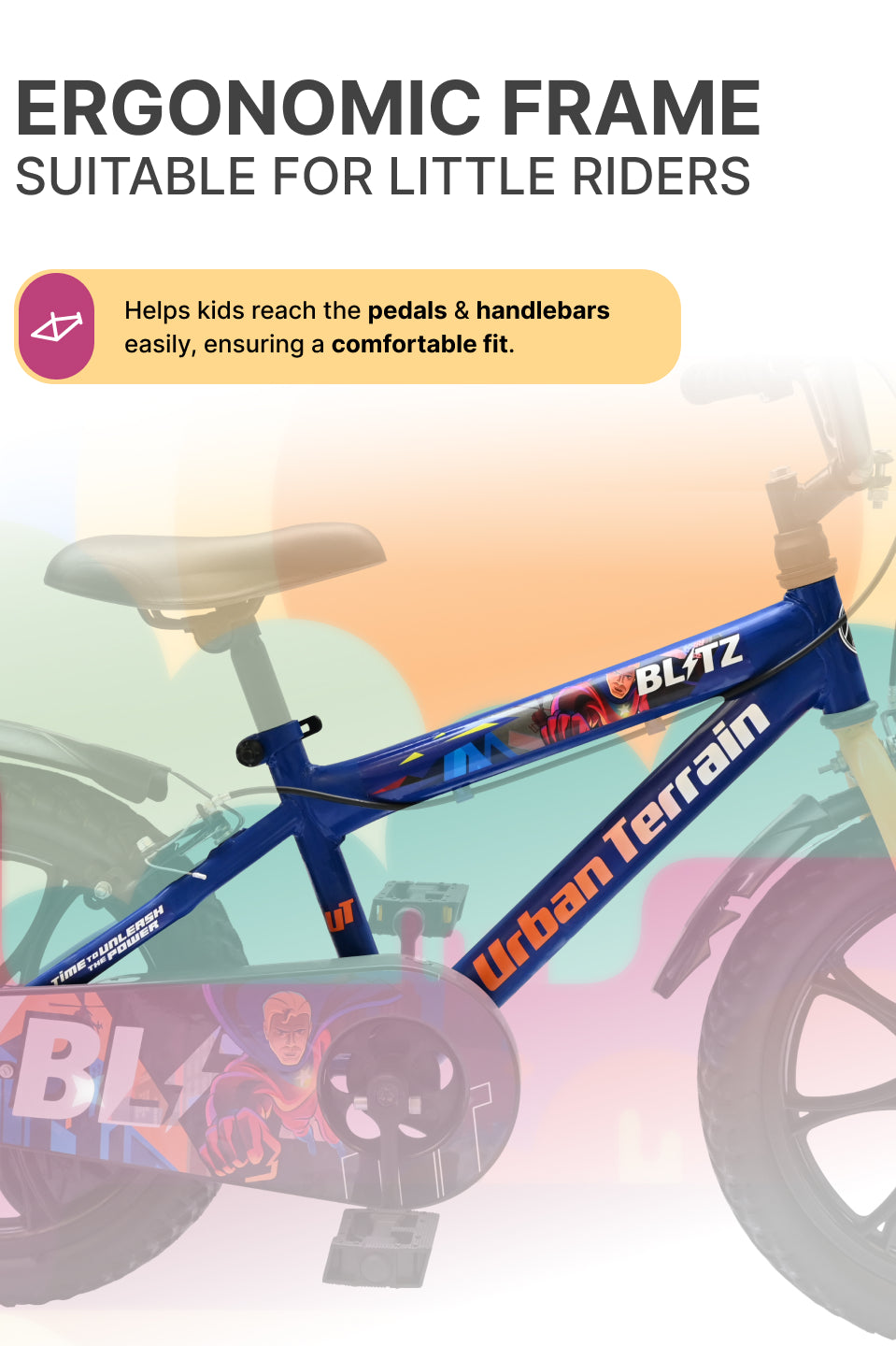 Urban Terrain Blitz Cycles 16T for Boys/Girls Kids Ages 4 to 6 Comes with Training Wheels (Blue)