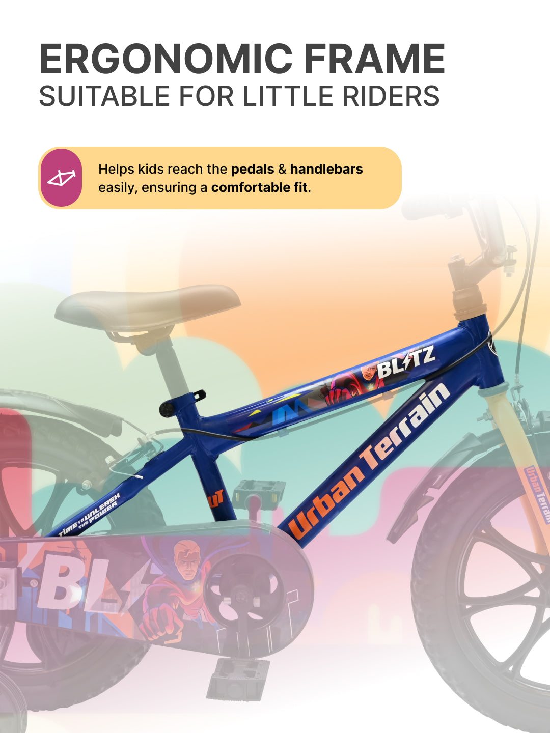 Urban Terrain Blitz Cycles 16T for Boys/Girls Kids Ages 4 to 6 Comes with Training Wheels (Blue)